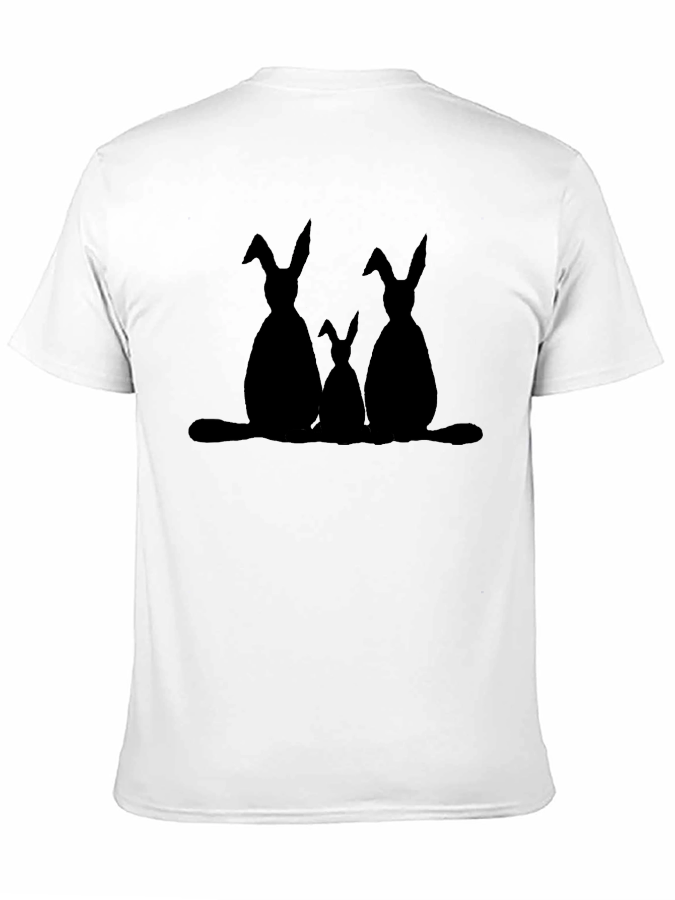 Easter Bunny Family Silhouette Black T-Shirt