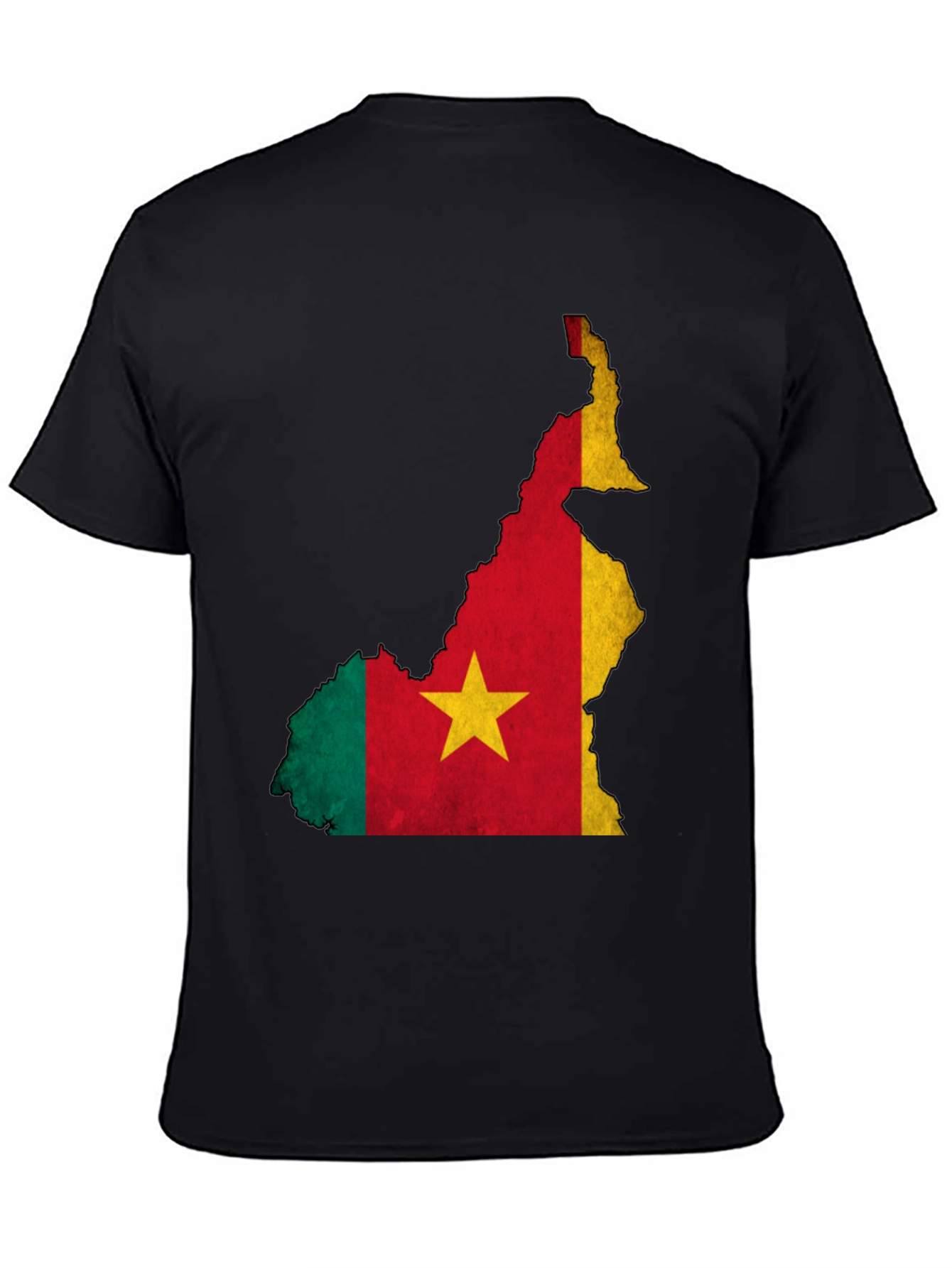 Cameroon Flag Map Black T-Shirt
