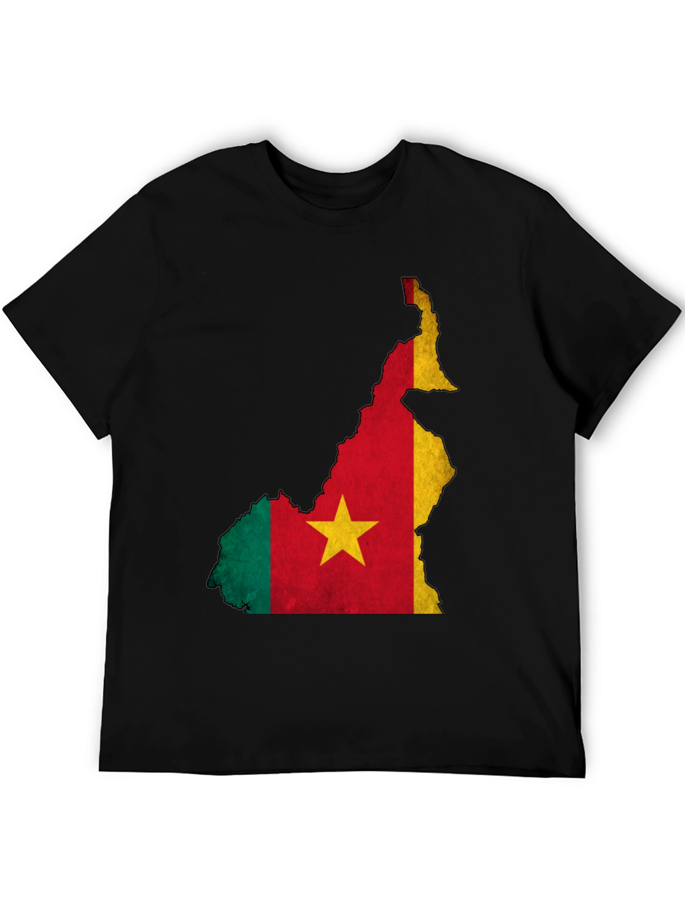 Cameroon Flag Map Black T-Shirt