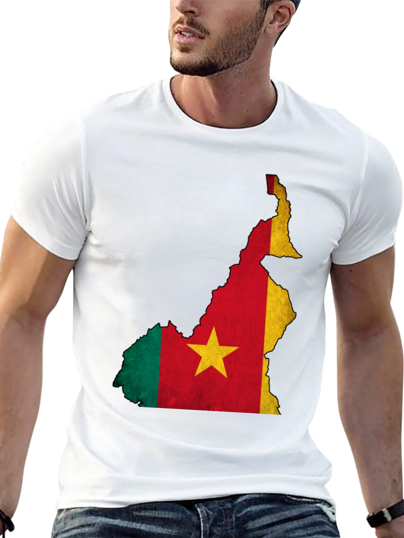 Cameroon Flag Map Black T-Shirt