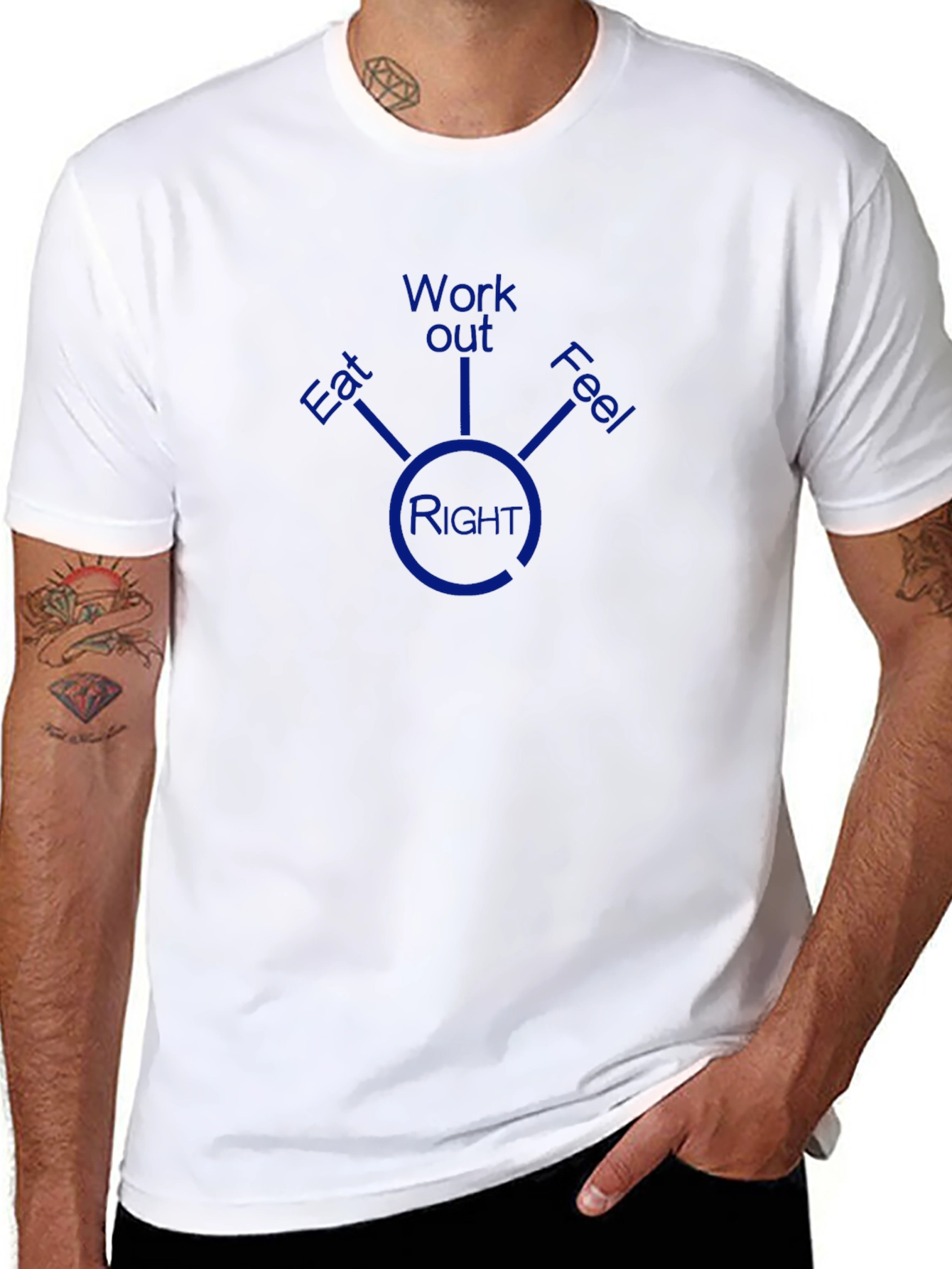 Eat Work Out Feel Right Black T-Shirt
