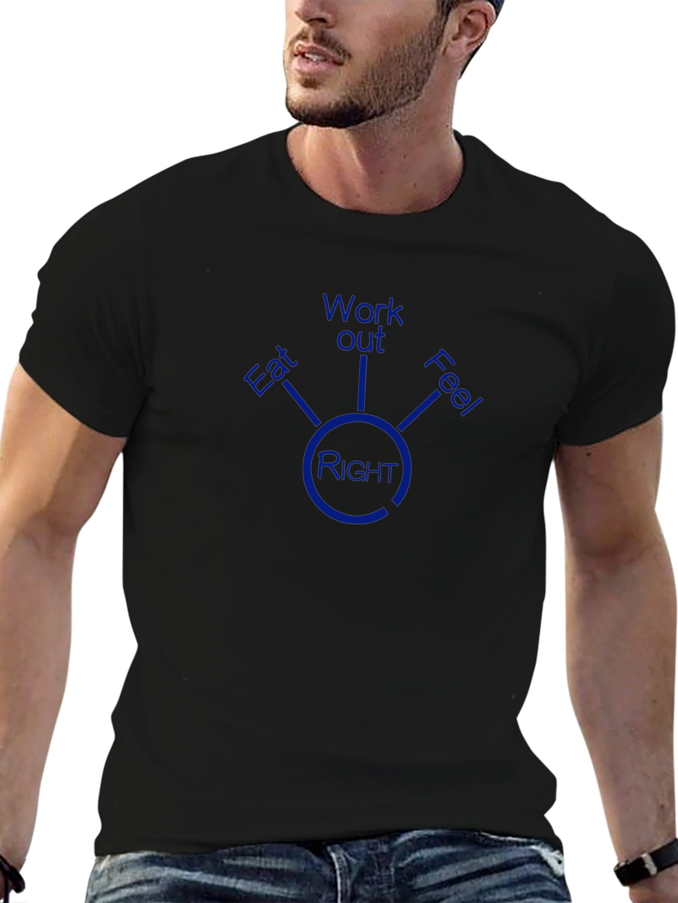 Eat Work Out Feel Right Black T-Shirt