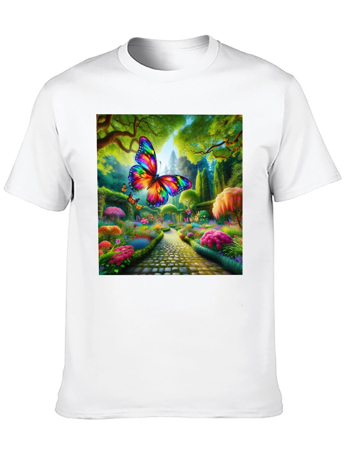 Rainbow Butterfly Garden Graphic Tee