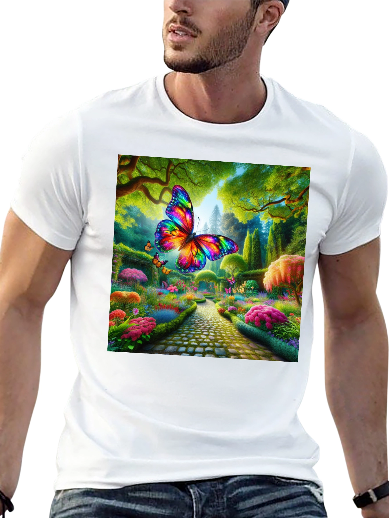 Rainbow Butterfly Garden Graphic Tee