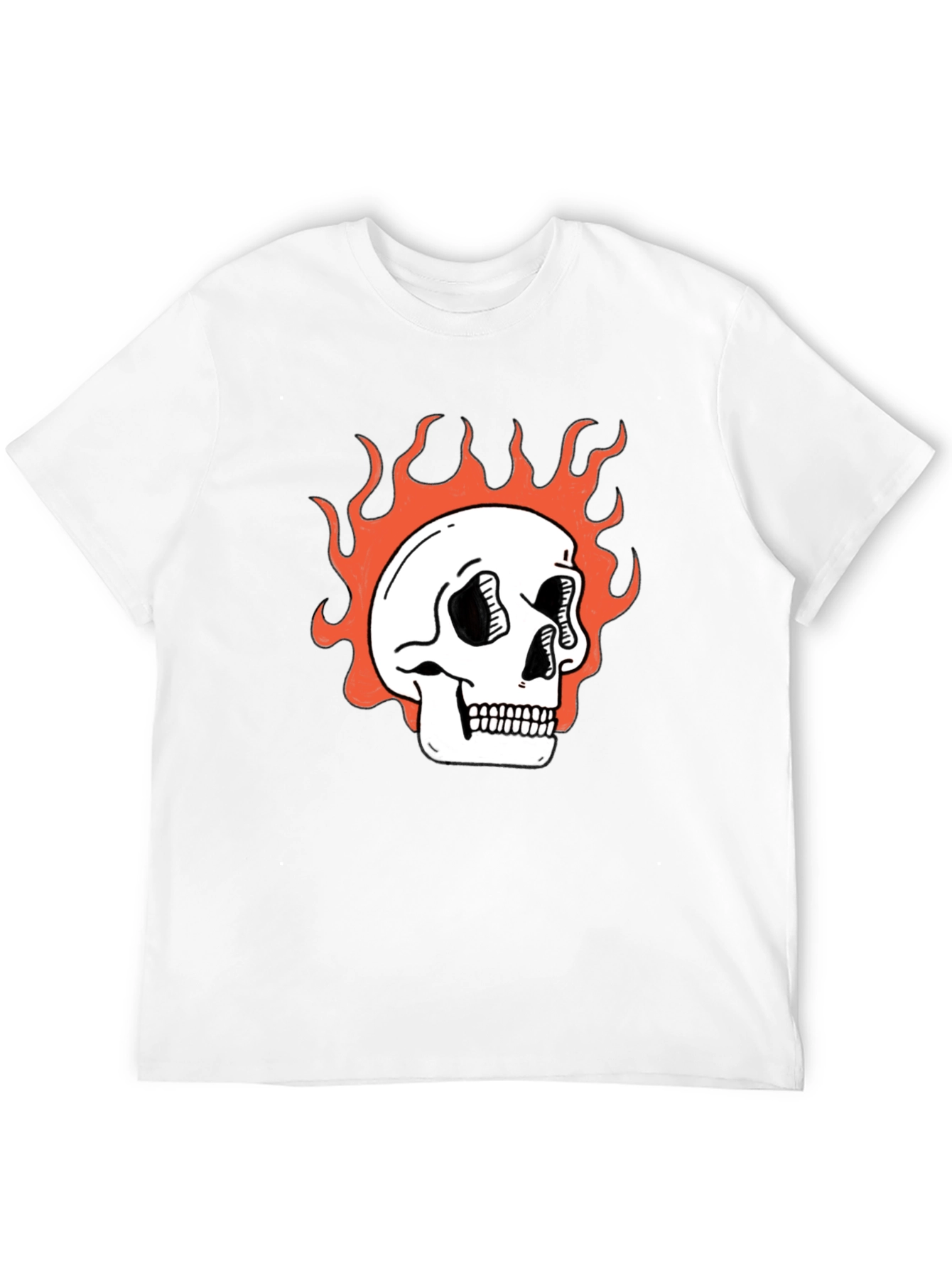 Flaming Skull Graphic Tee - Classic Black T-Shirt