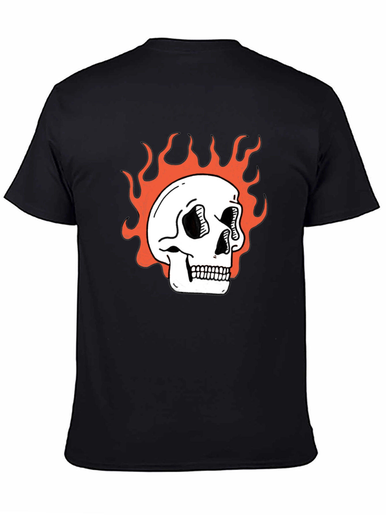 Flaming Skull Graphic Tee - Classic Black T-Shirt