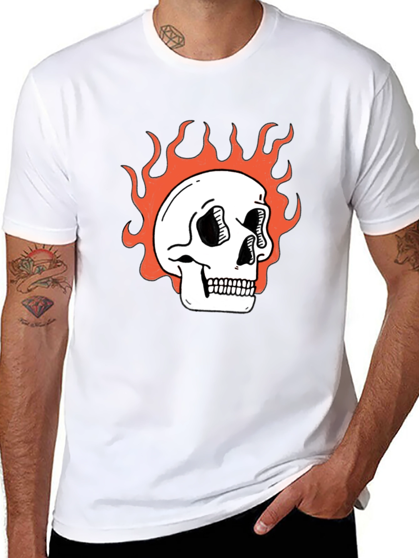Flaming Skull Graphic Tee - Classic Black T-Shirt