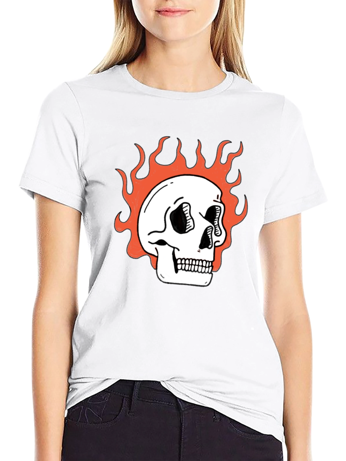Flaming Skull Graphic Tee - Classic Black T-Shirt