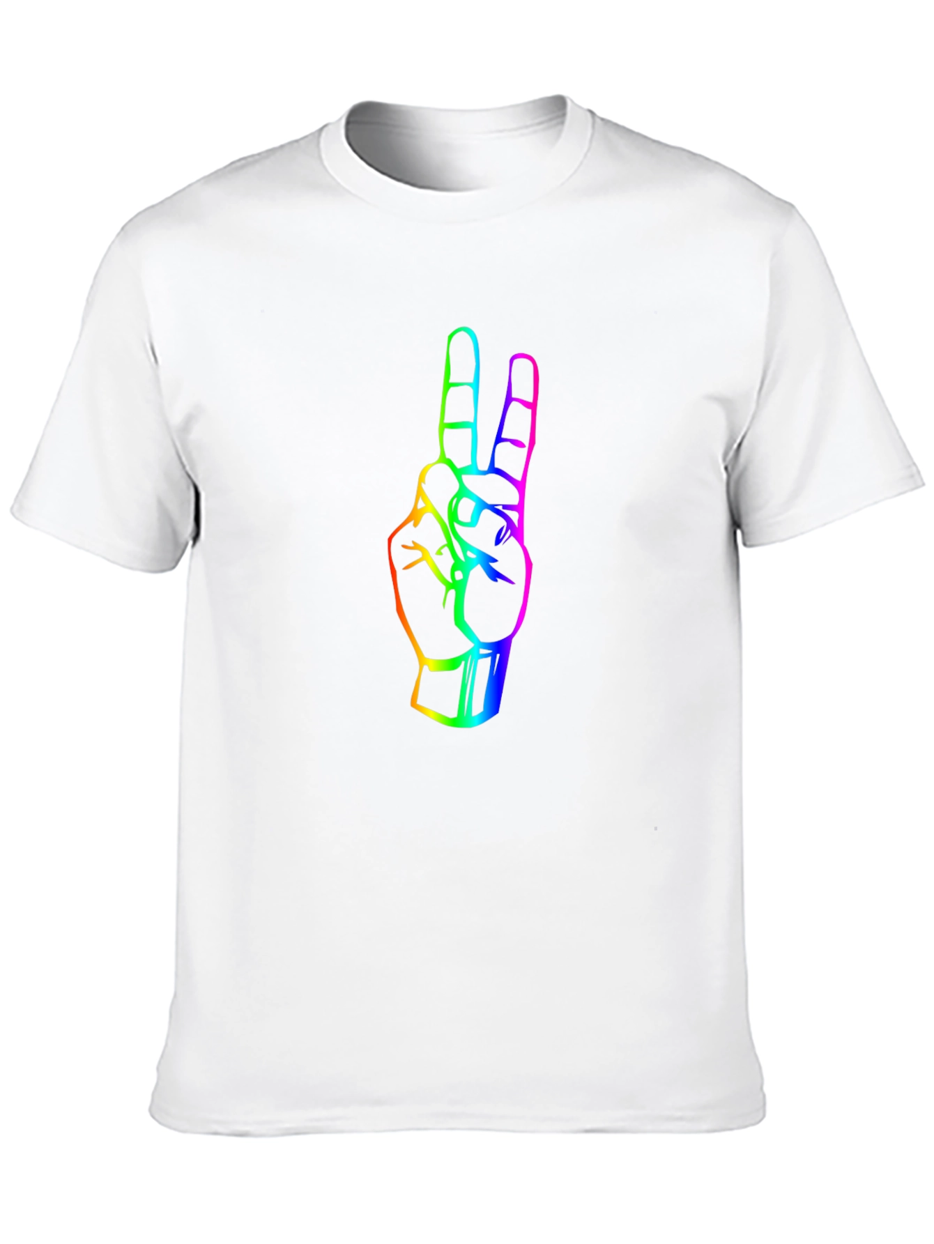 Rainbow Peace Sign Graphic Tee - Black Cotton T-Shirt