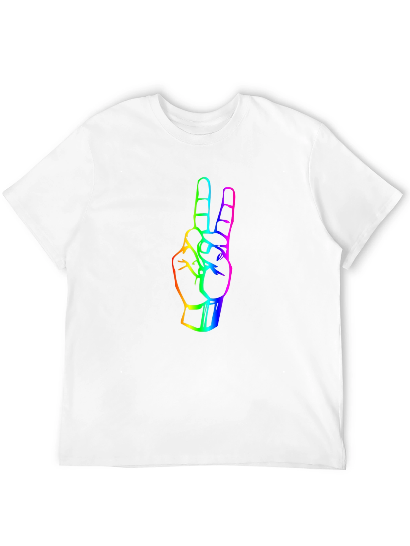 Rainbow Peace Sign Graphic Tee - Black Cotton T-Shirt
