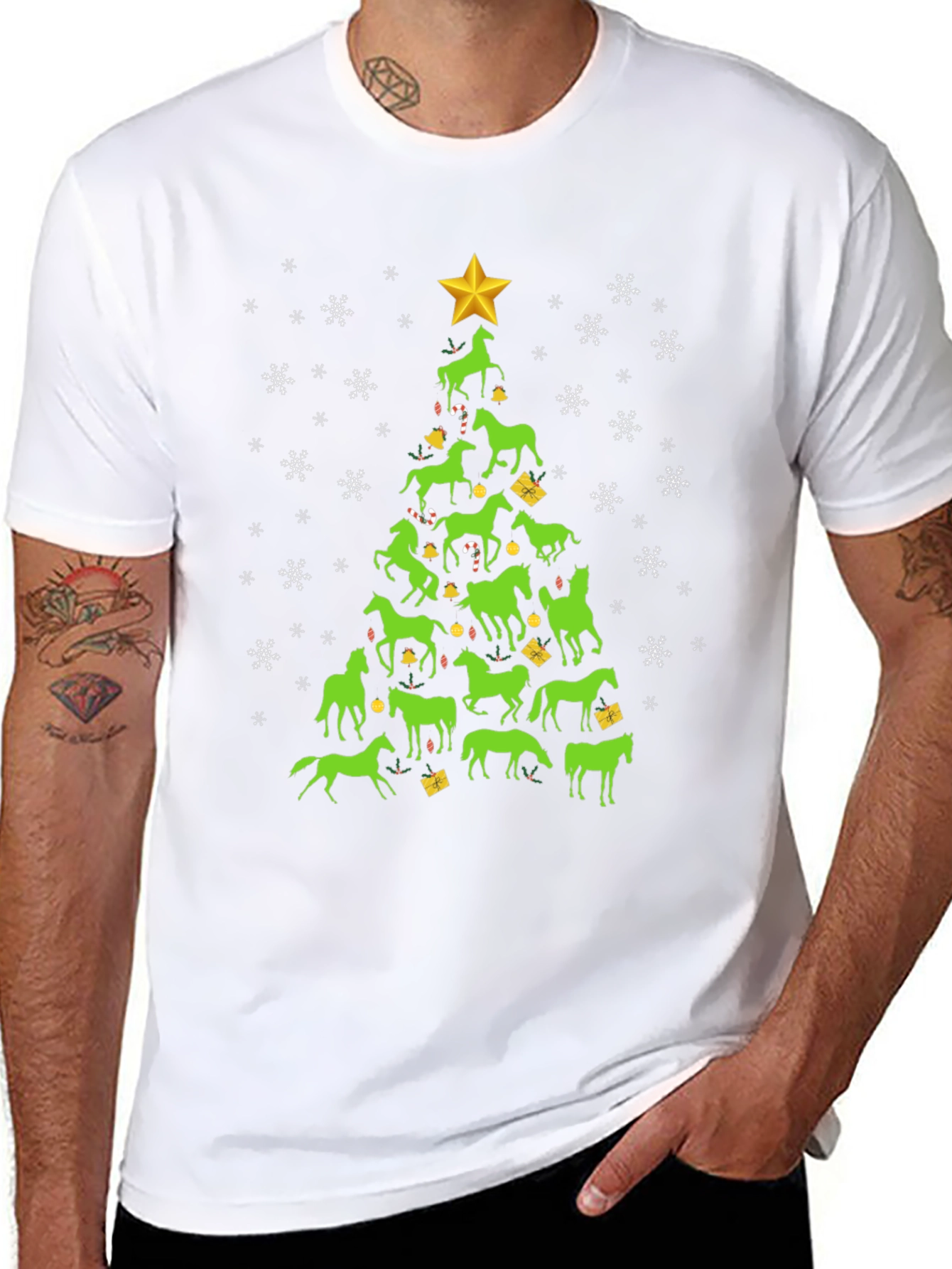 Horse Christmas Tree Graphic Tee