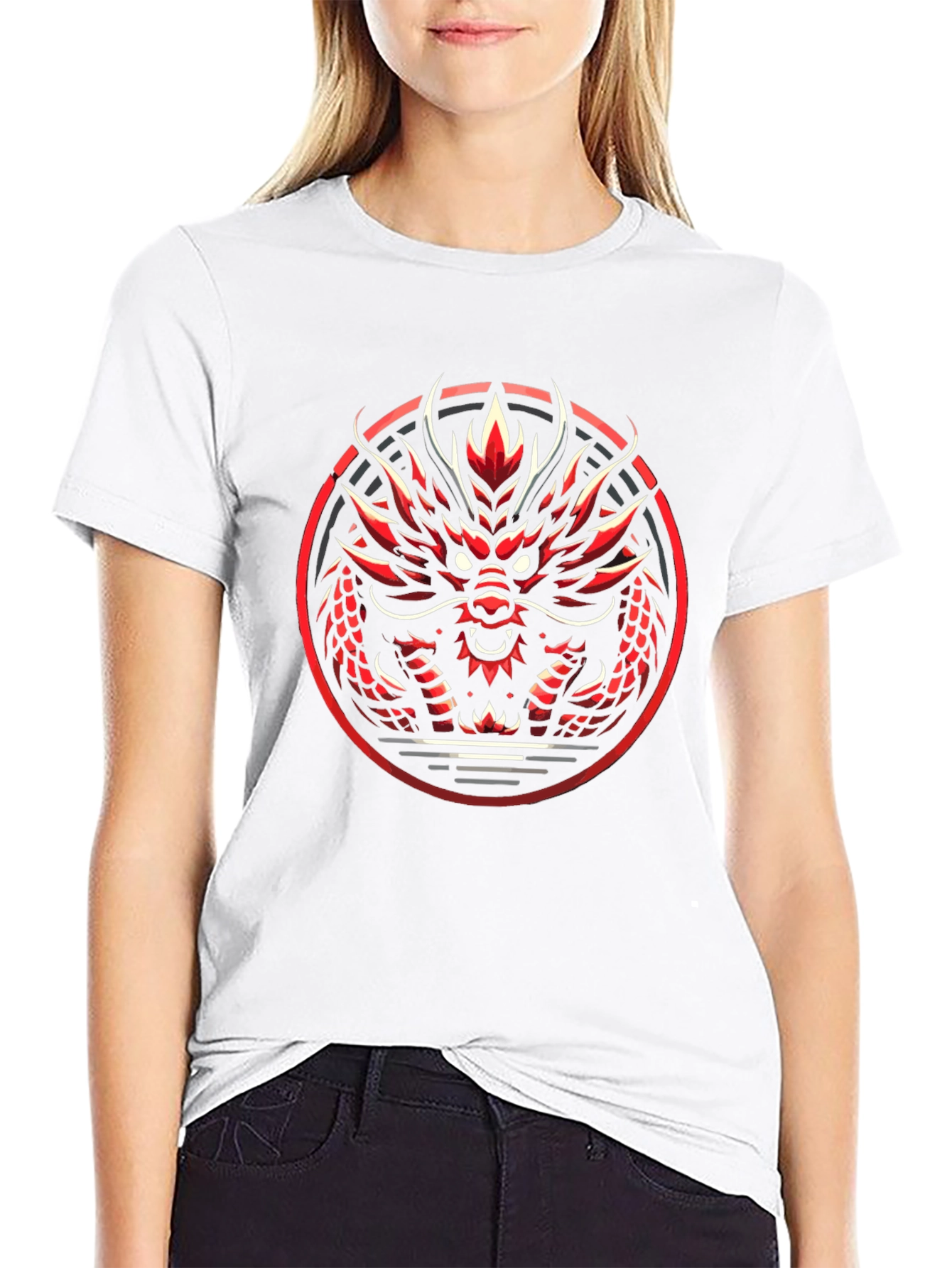Red Dragon Graphic Tee - Bold Asian Design