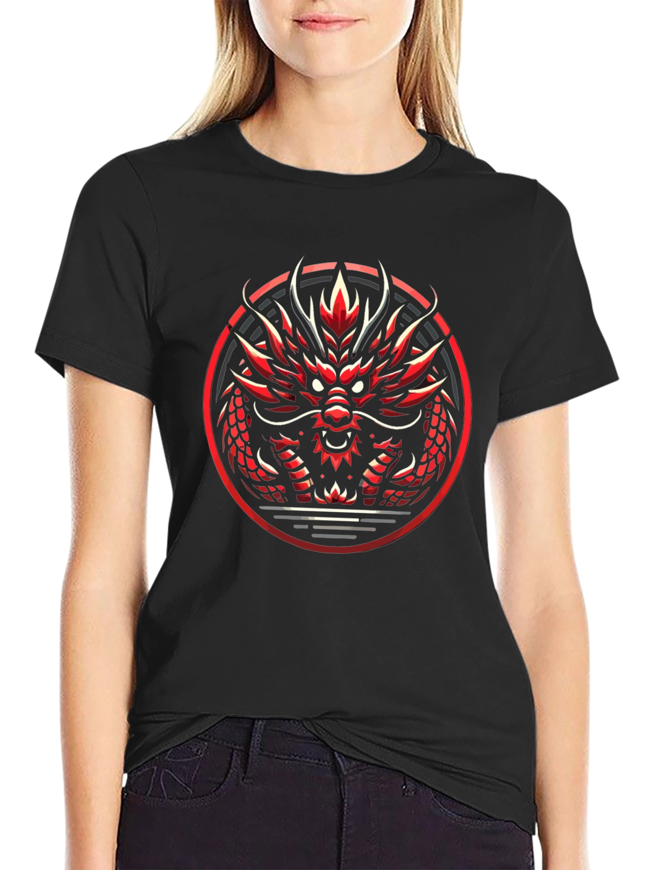 Red Dragon Graphic Tee - Bold Asian Design