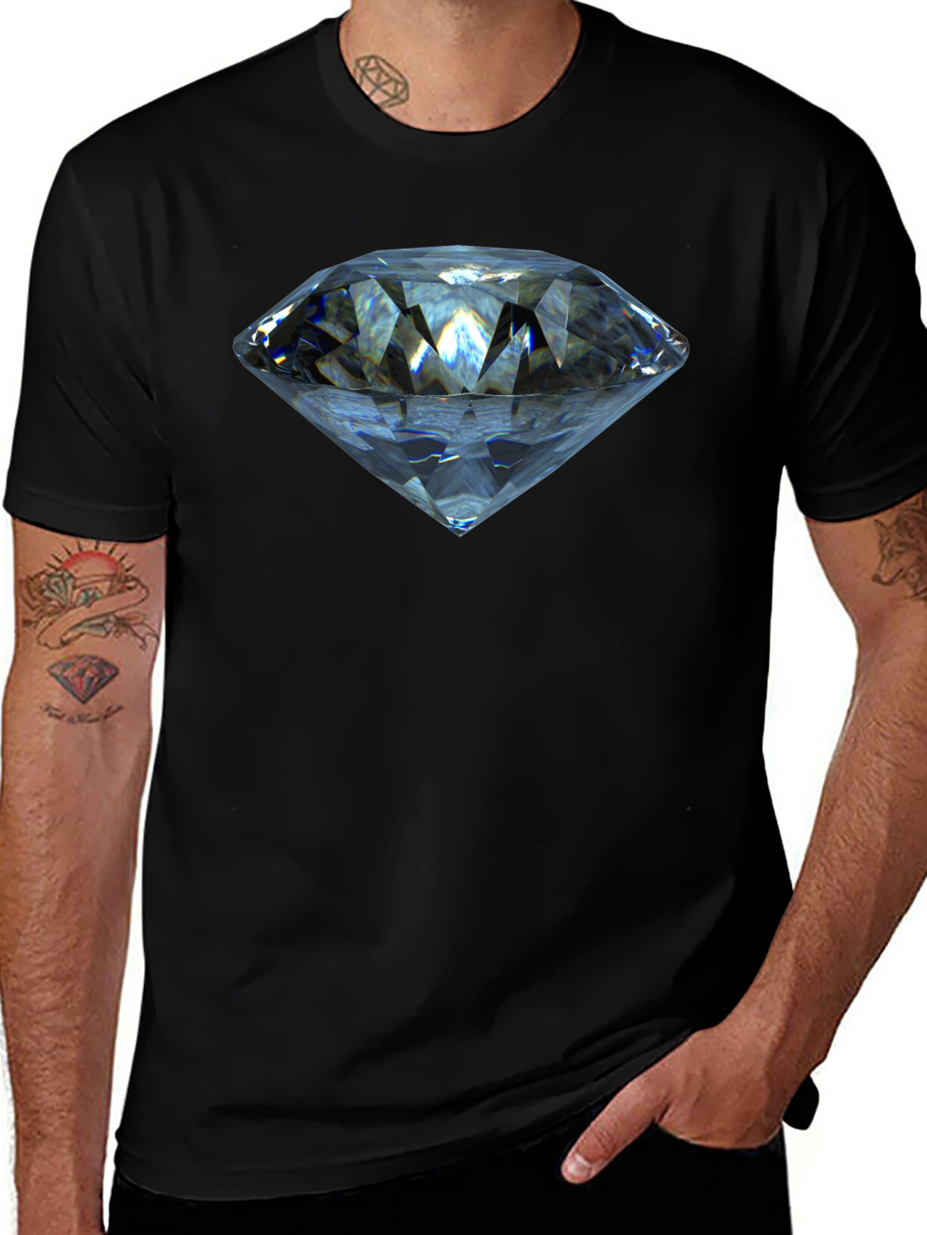 Diamond Graphic T-Shirt - Stylish Crew Neck Tee