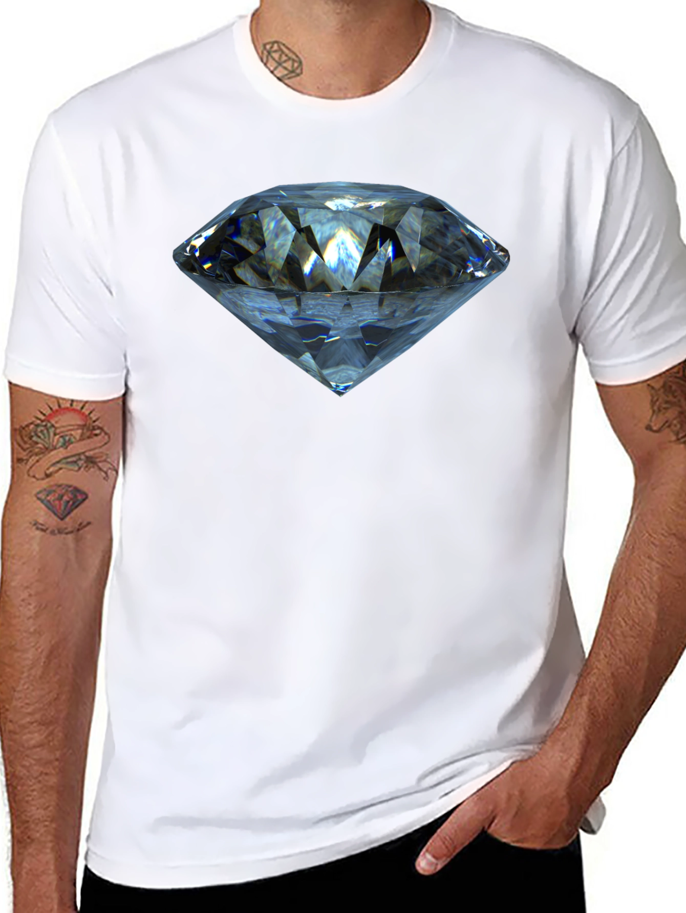 Diamond Graphic T-Shirt - Stylish Crew Neck Tee