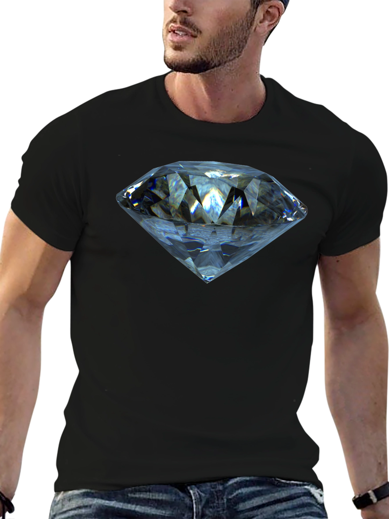 Diamond Graphic T-Shirt - Stylish Crew Neck Tee