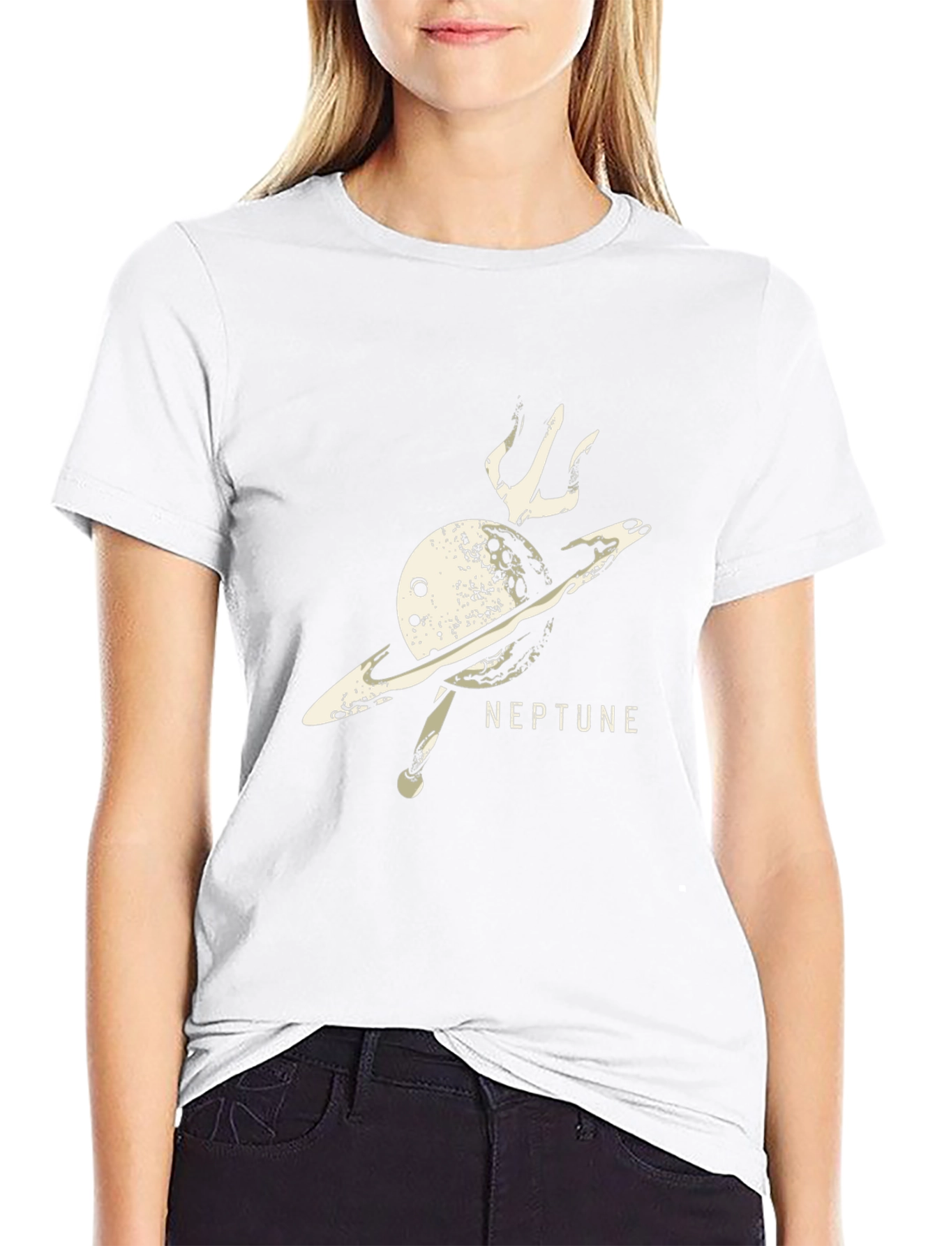 Neptune Planet Graphic Black T-Shirt
