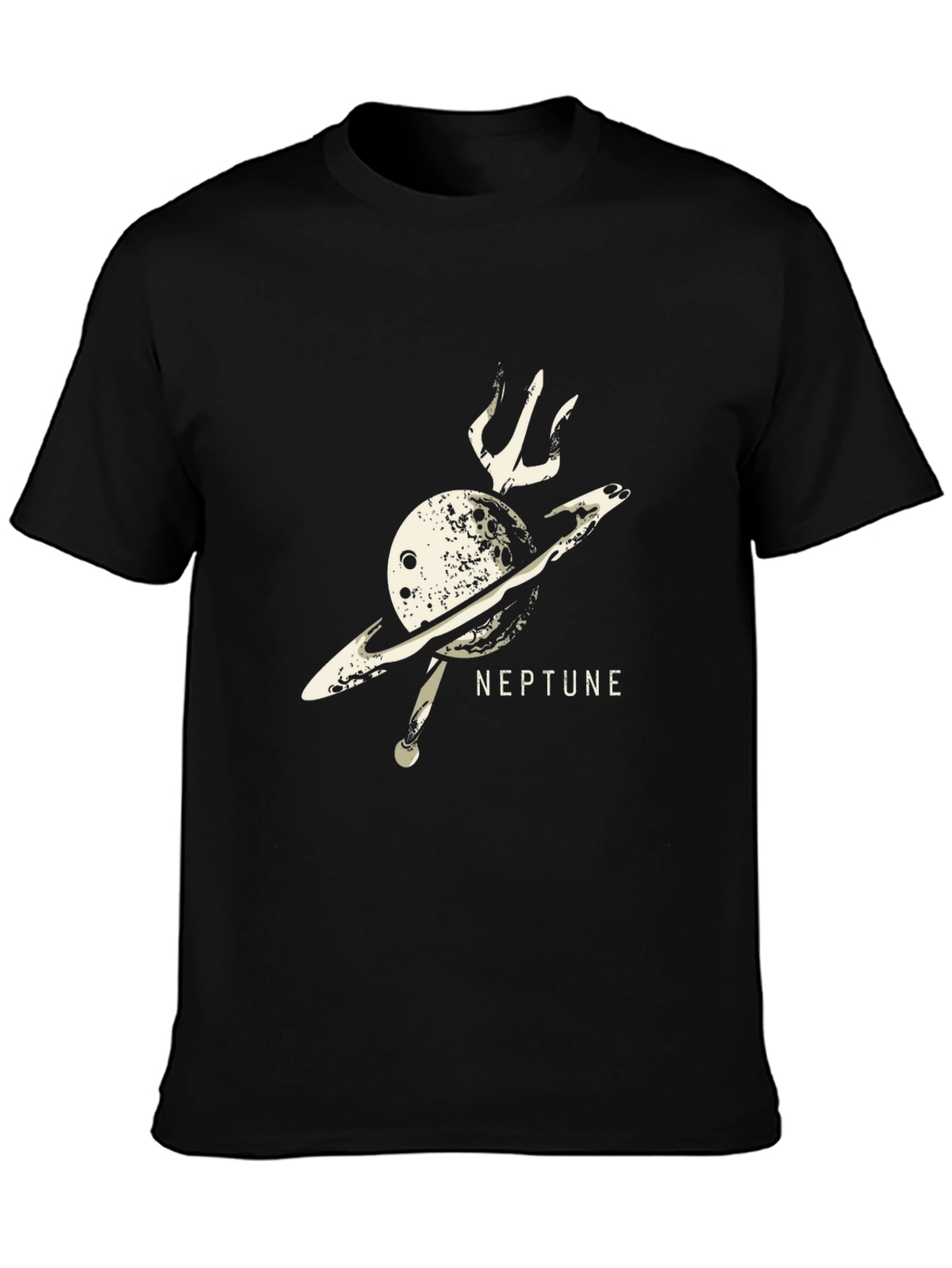 Neptune Planet Graphic Black T-Shirt
