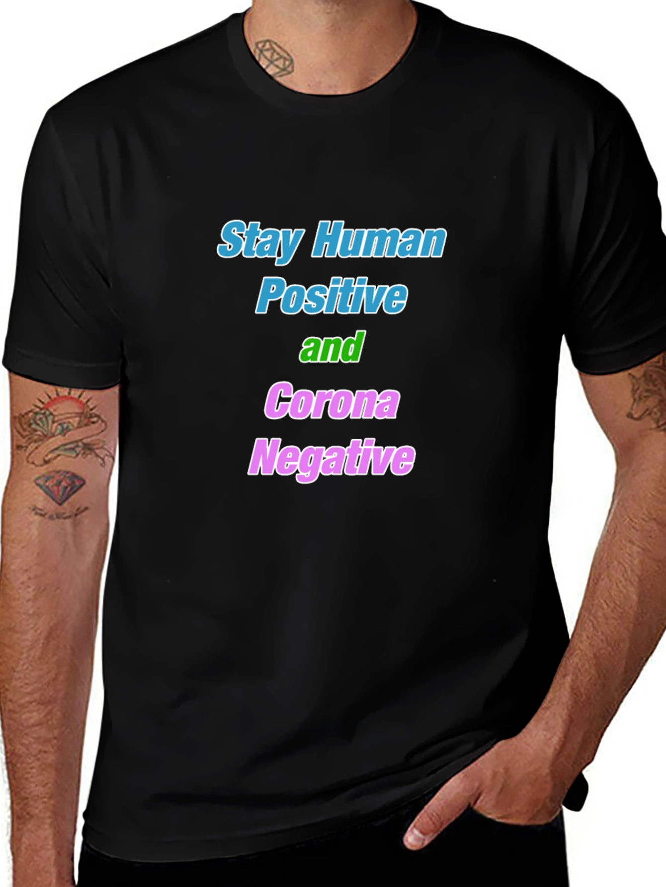 Stay Human Corona Negative Graphic Tee