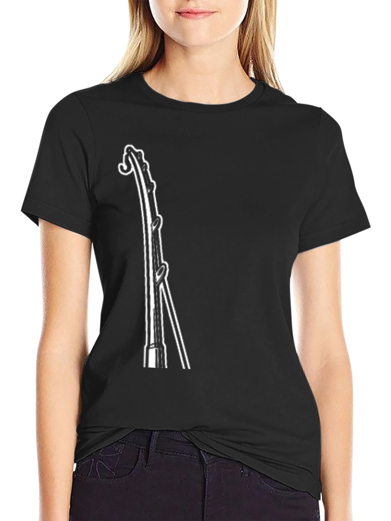 Fishing Rod Graphic Tee - Black Cotton T-Shirt