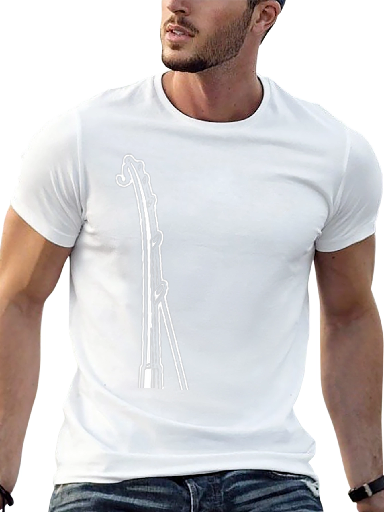 Fishing Rod Graphic Tee - Black Cotton T-Shirt