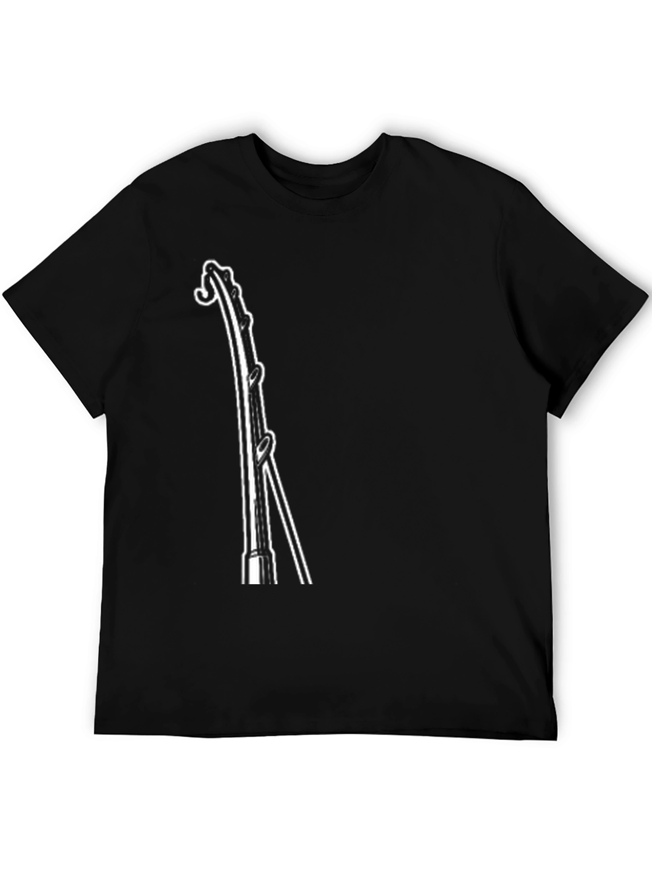 Fishing Rod Graphic Tee - Black Cotton T-Shirt