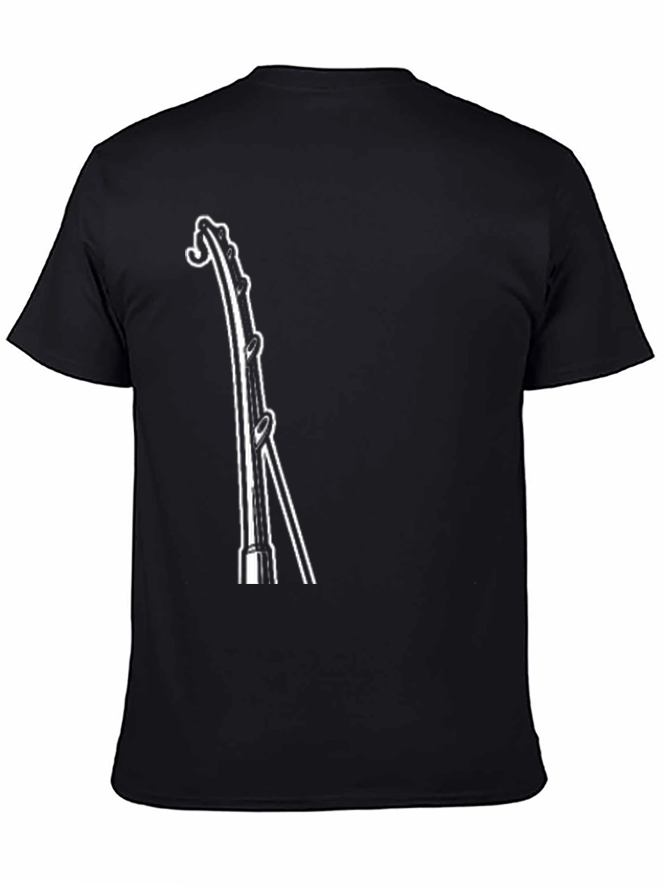 Fishing Rod Graphic Tee - Black Cotton T-Shirt
