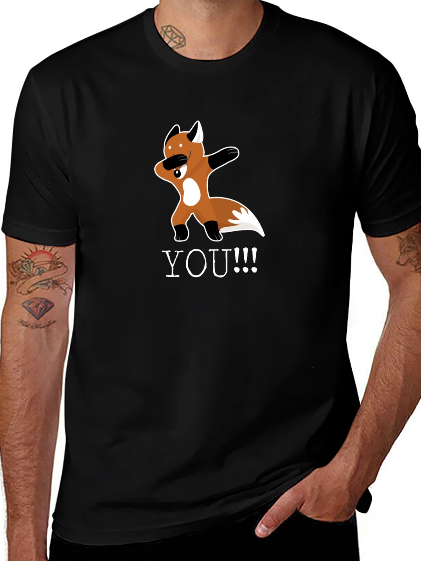 Dabbing Fox Graphic Tee - Unisex Black T-Shirt