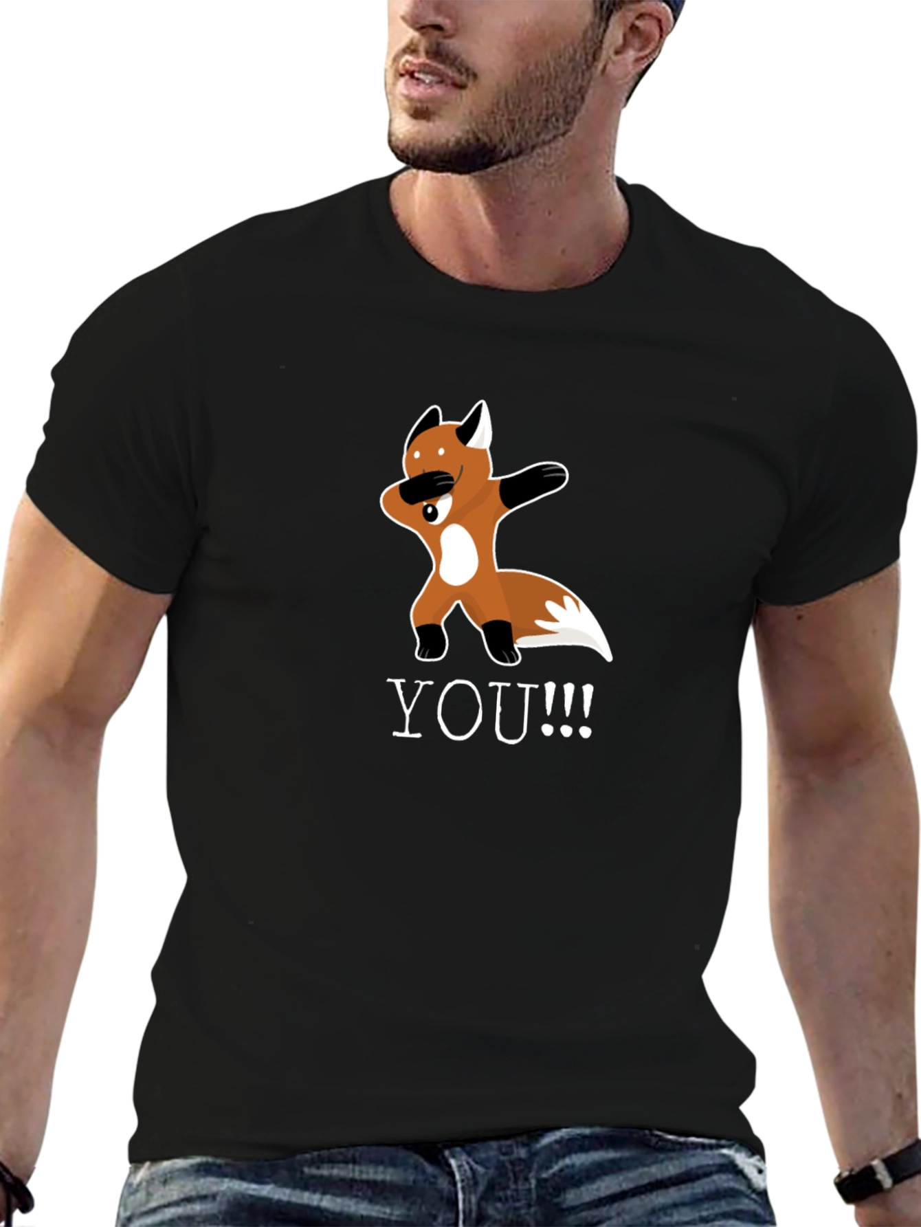 Dabbing Fox Graphic Tee - Unisex Black T-Shirt