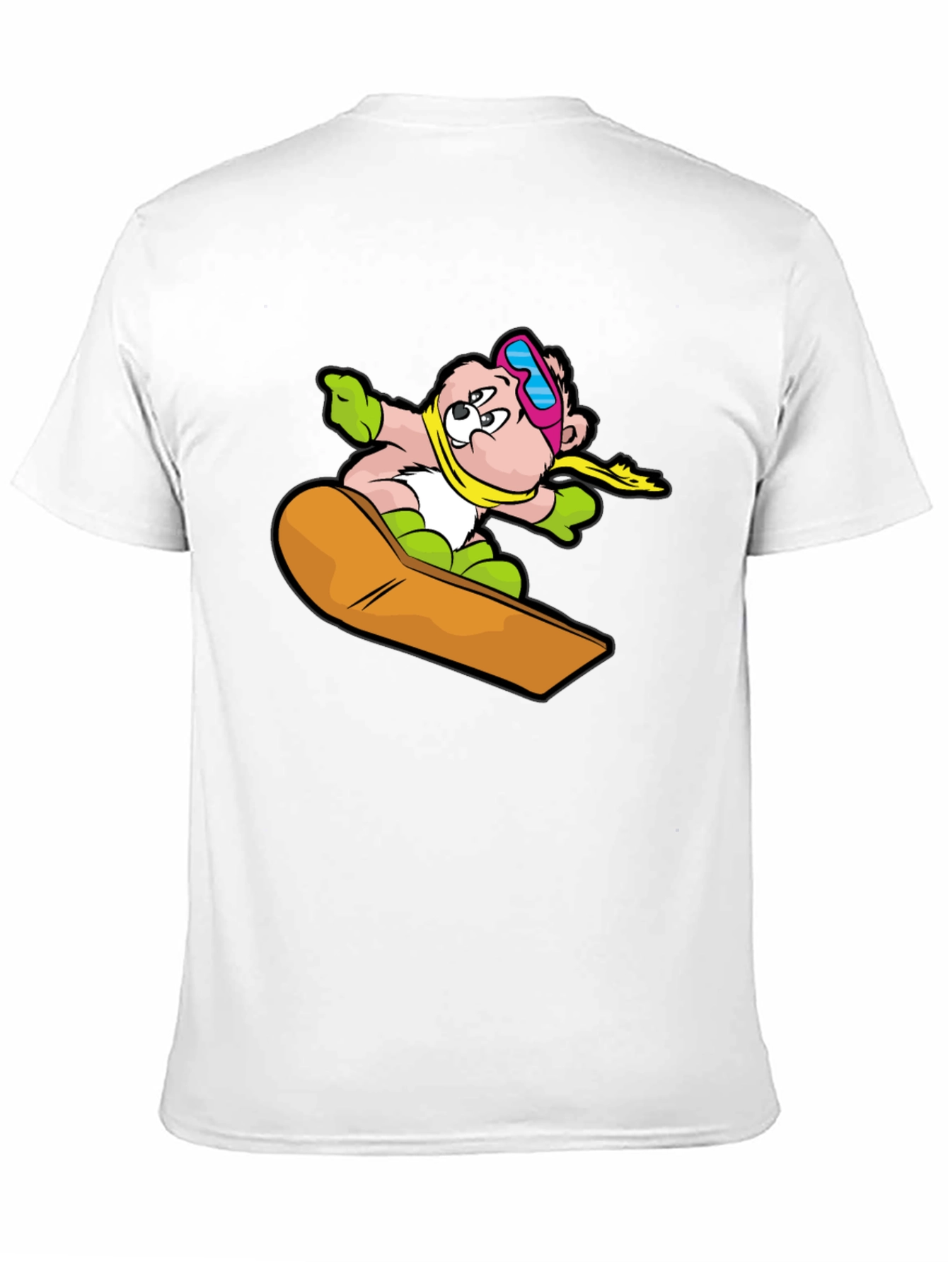 Snowboard Bear Graphic Tee - Black Cotton T-Shirt