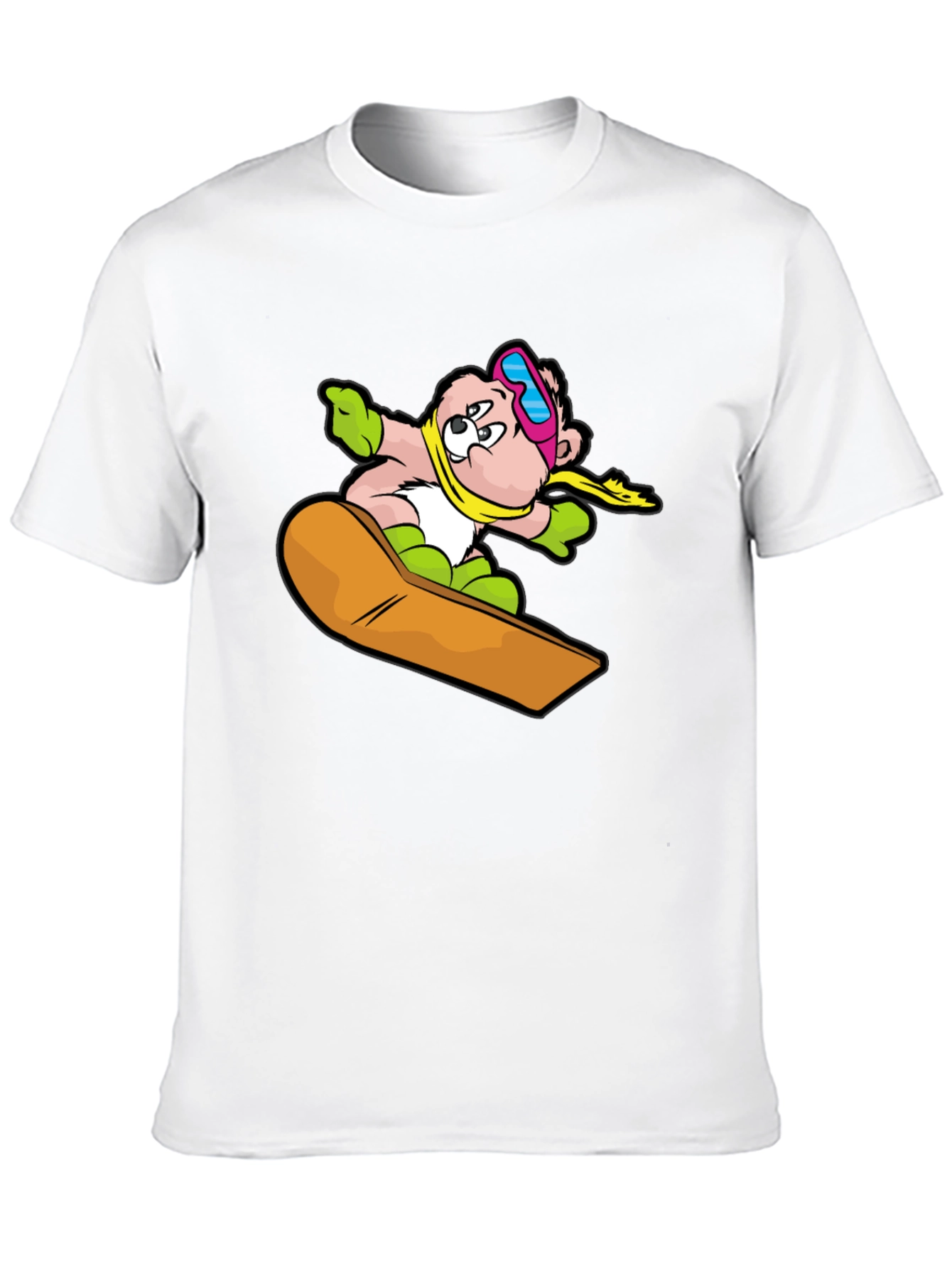 Snowboard Bear Graphic Tee - Black Cotton T-Shirt