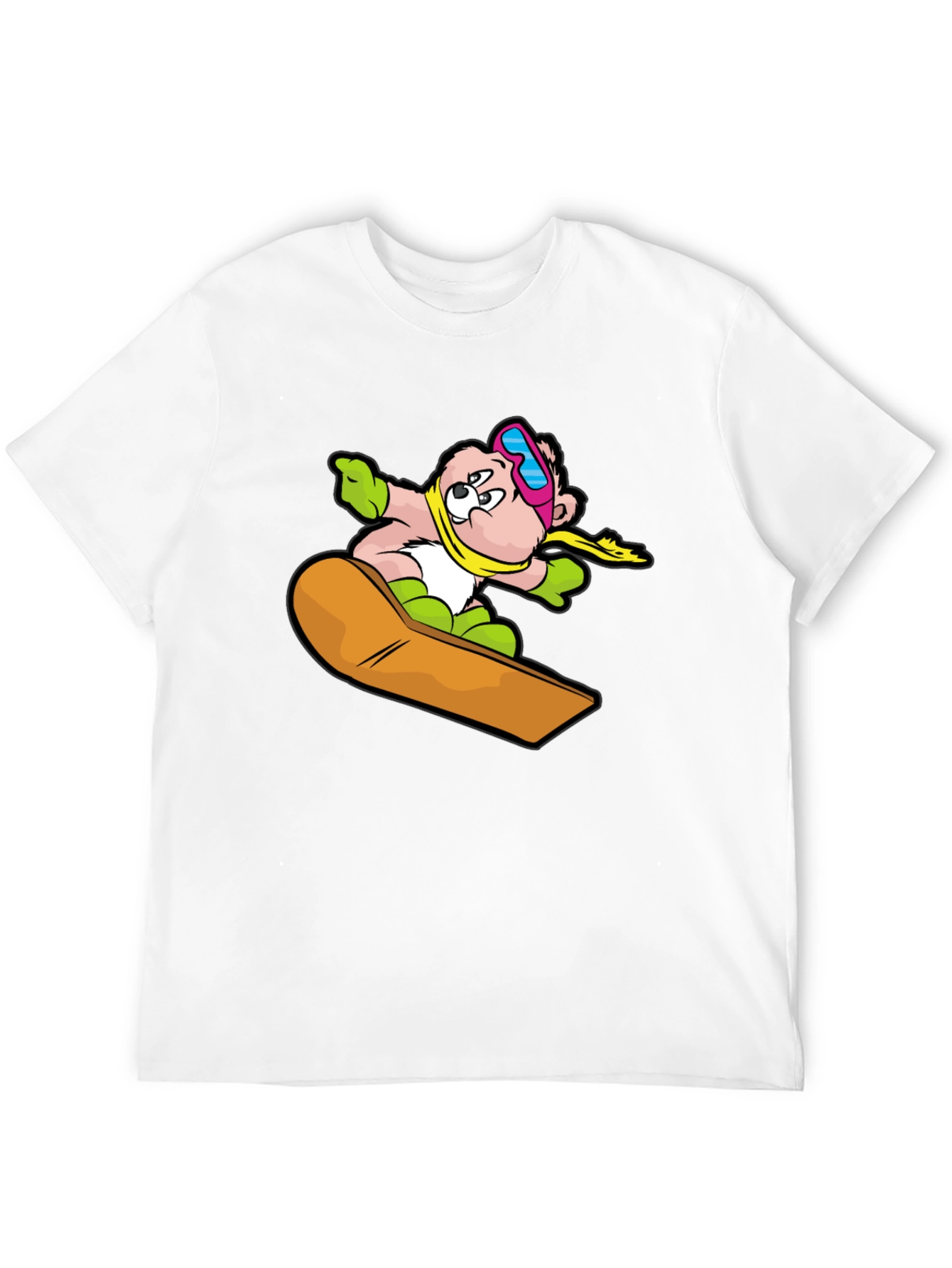 Snowboard Bear Graphic Tee - Black Cotton T-Shirt