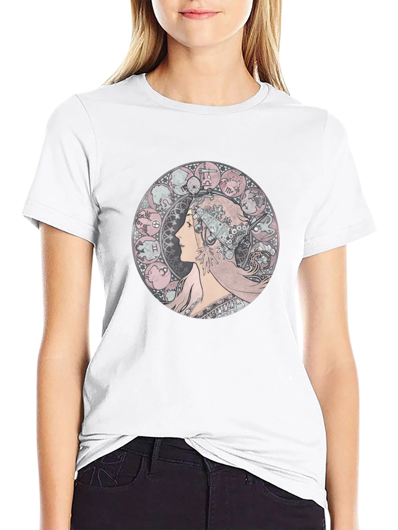Zodiac Woman Graphic Tee - Black Cotton T-Shirt