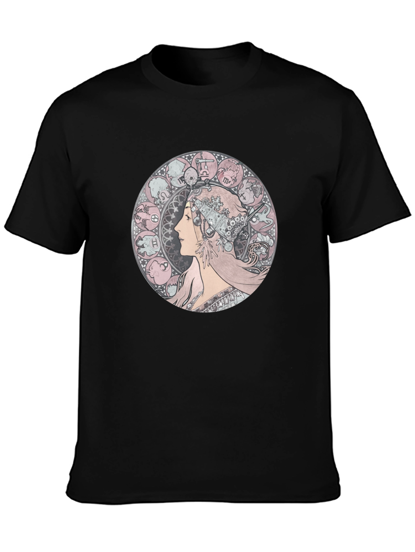 Zodiac Woman Graphic Tee - Black Cotton T-Shirt