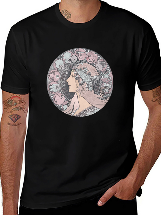 Zodiac Woman Graphic Tee - Black Cotton T-Shirt