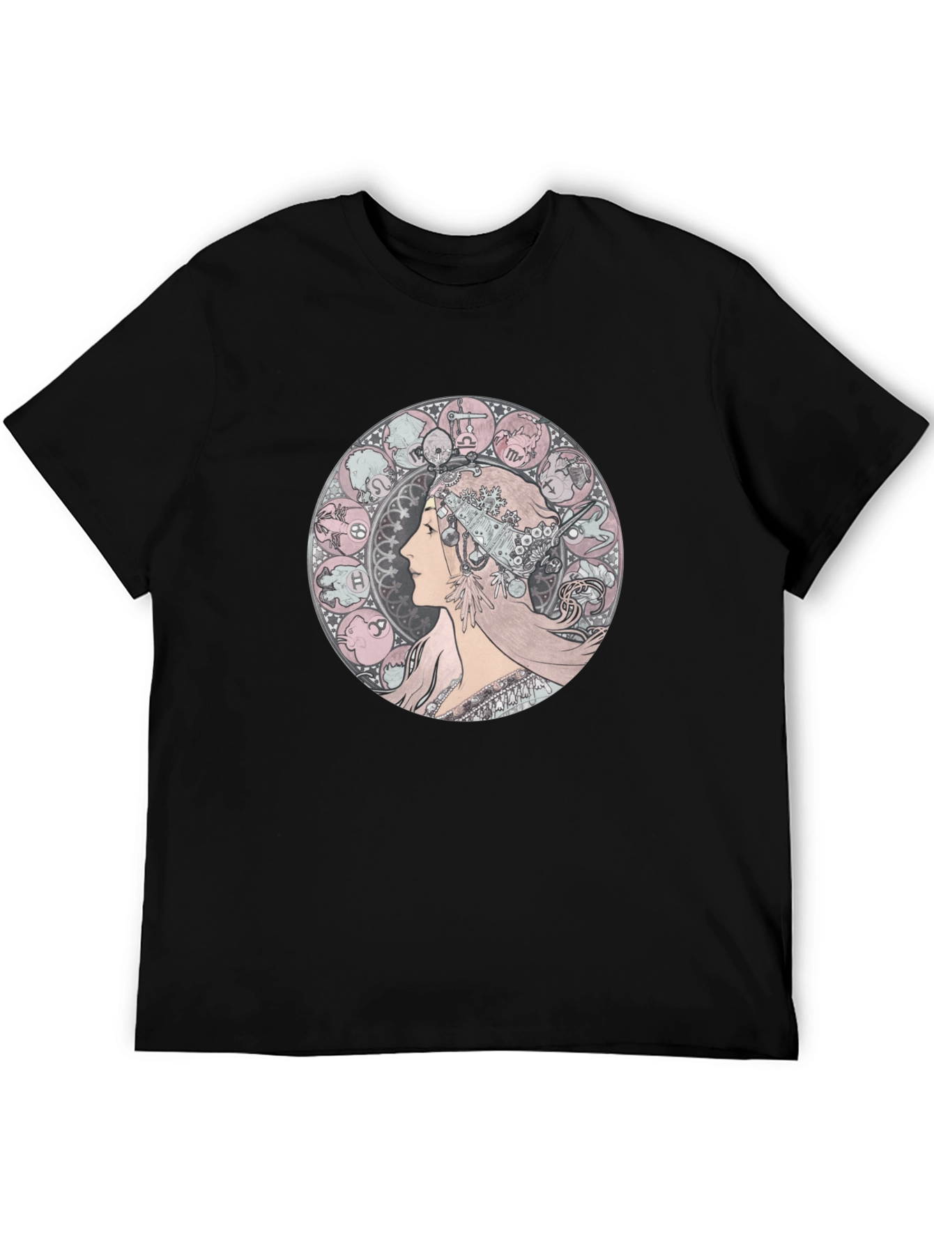 Zodiac Woman Graphic Tee - Black Cotton T-Shirt