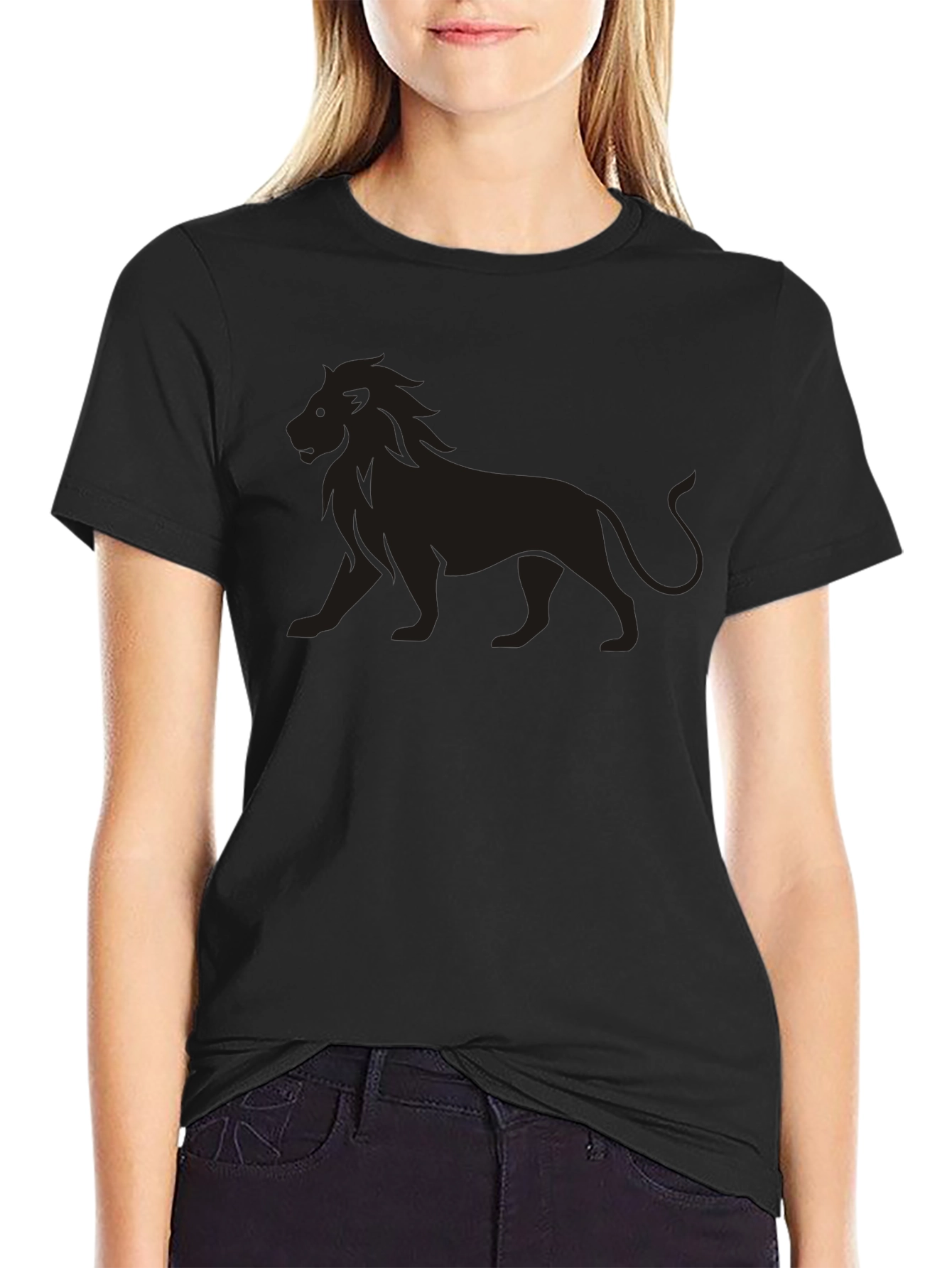 Lion Graphic Black T-Shirt - Mens Casual Tee