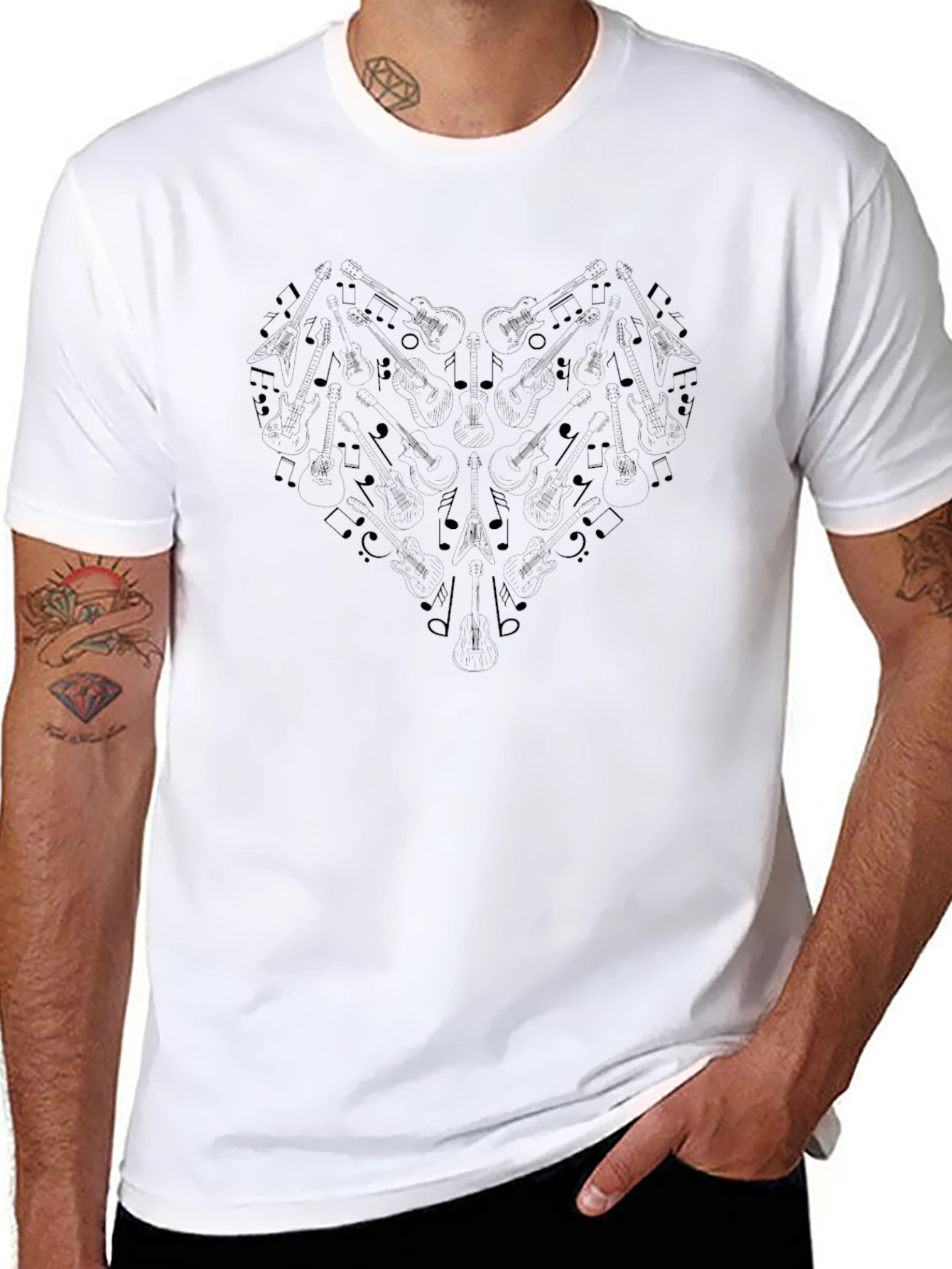 Musical Heartbeat Tee - Black Cotton Graphic T-Shirt