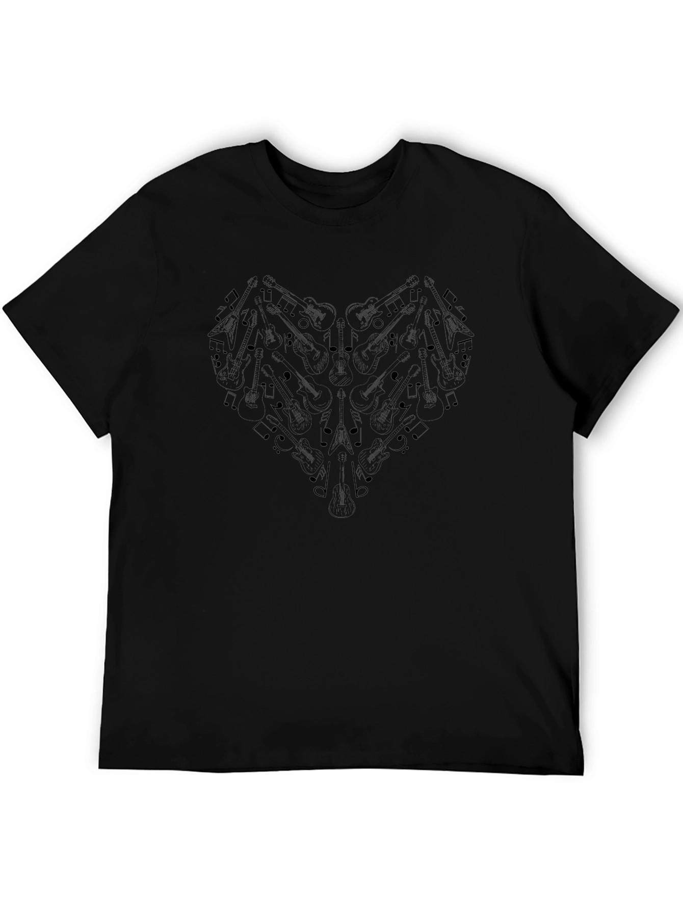 Musical Heartbeat Tee - Black Cotton Graphic T-Shirt
