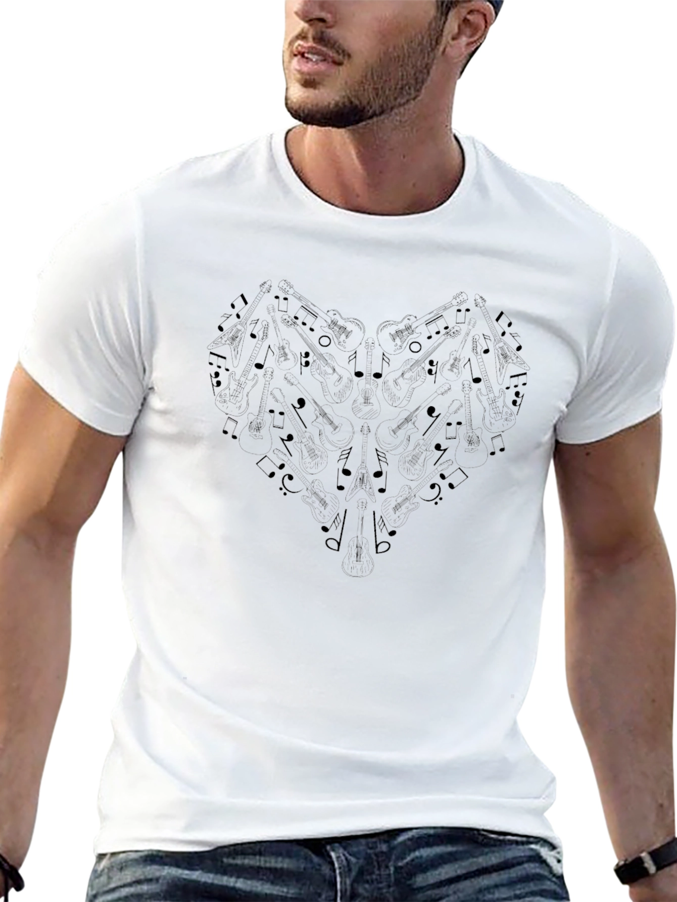 Musical Heartbeat Tee - Black Cotton Graphic T-Shirt