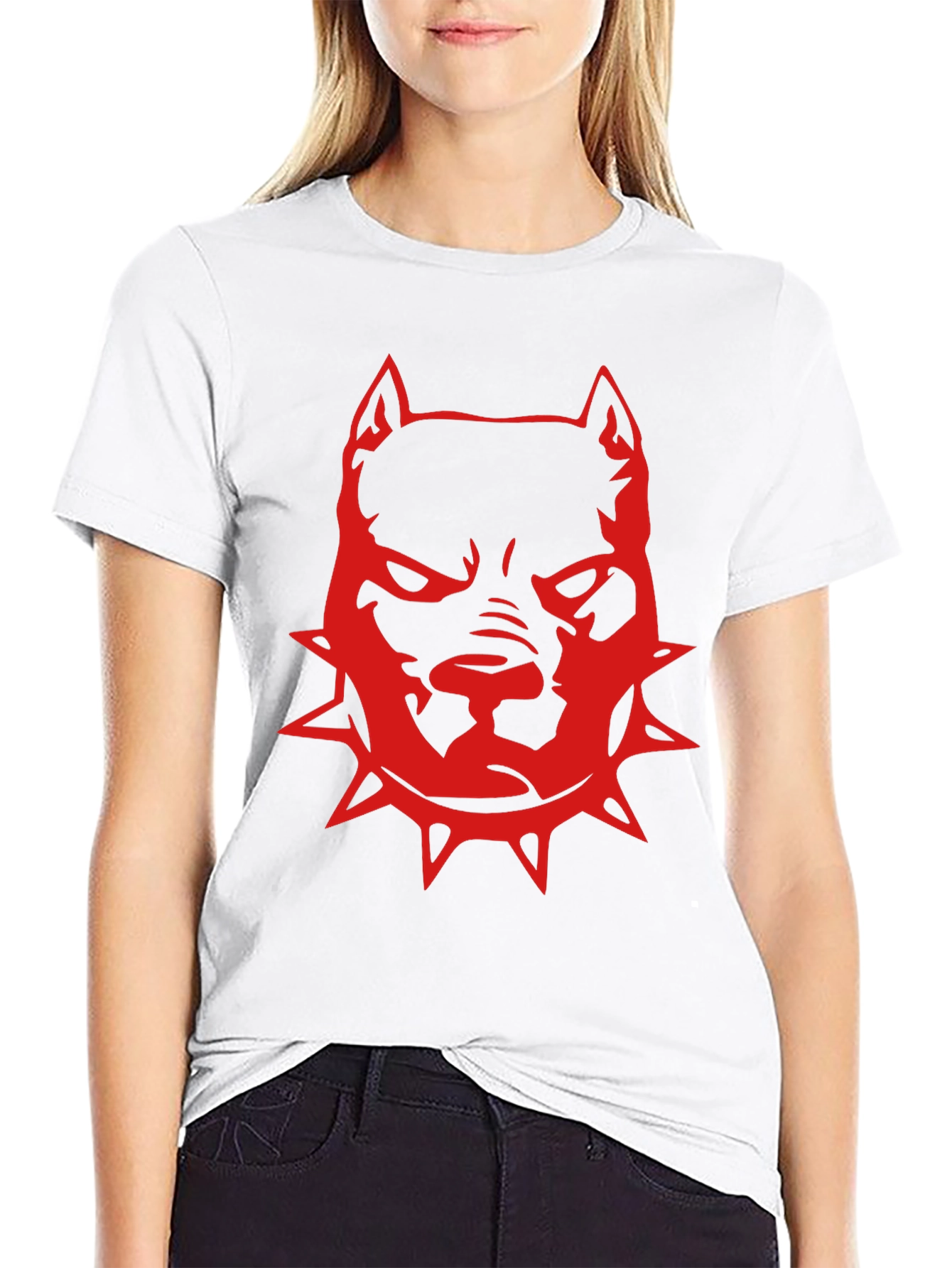 Red Pitbull Graphic T-Shirt - Black