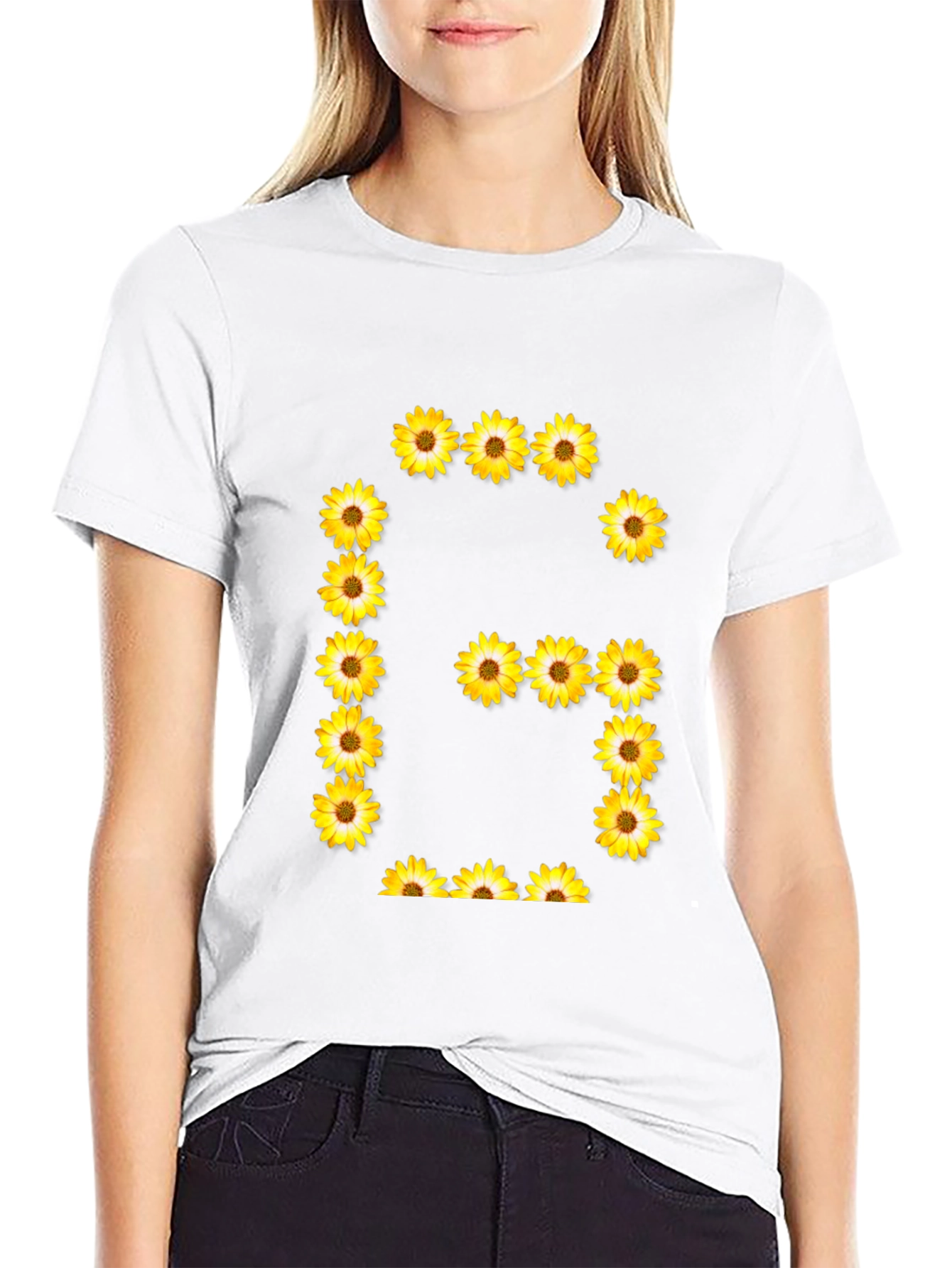 Sunflower Letter G Black T-Shirt