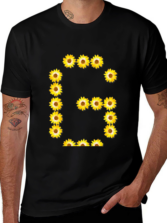 Sunflower Letter G Black T-Shirt