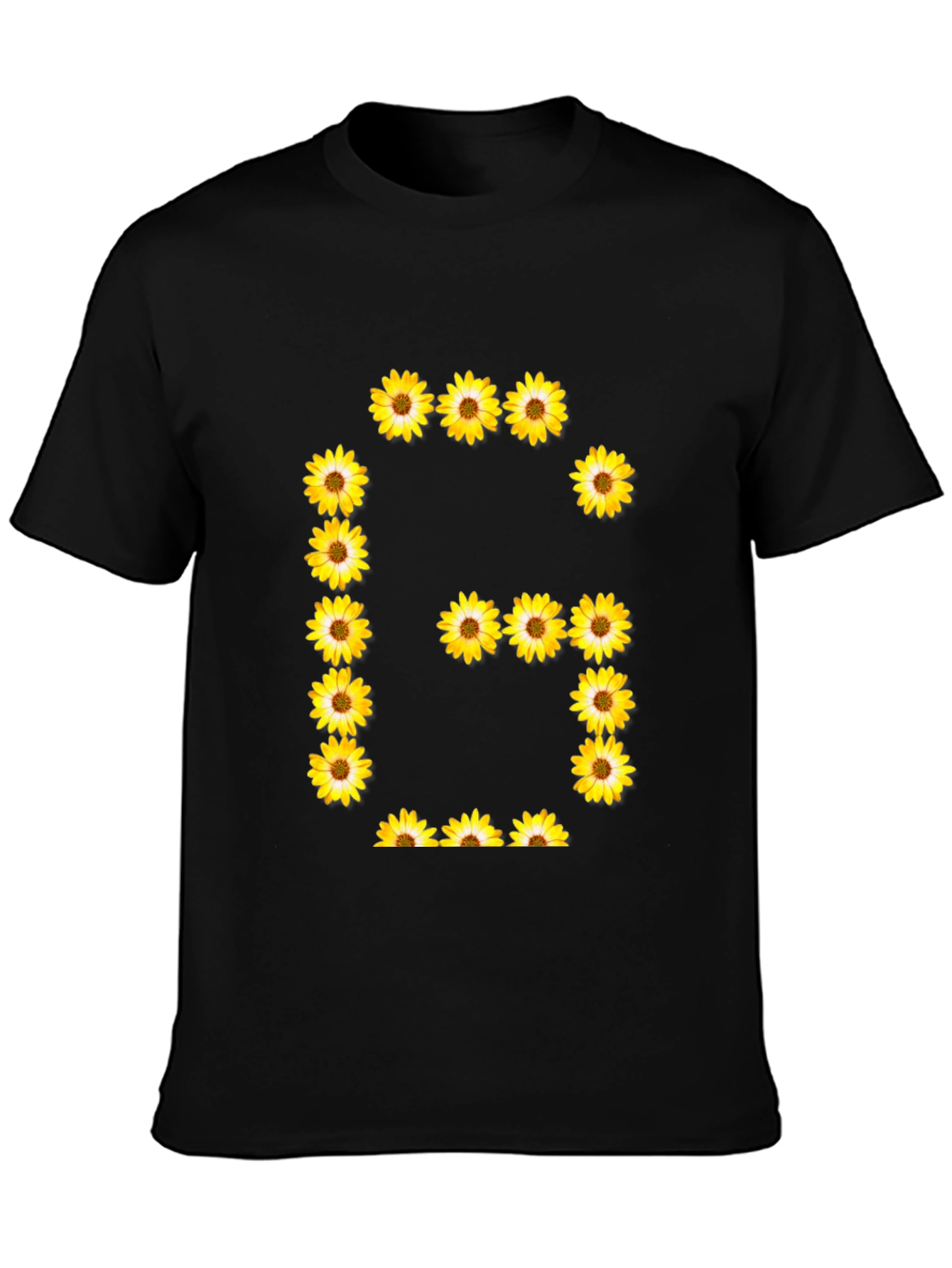 Sunflower Letter G Black T-Shirt