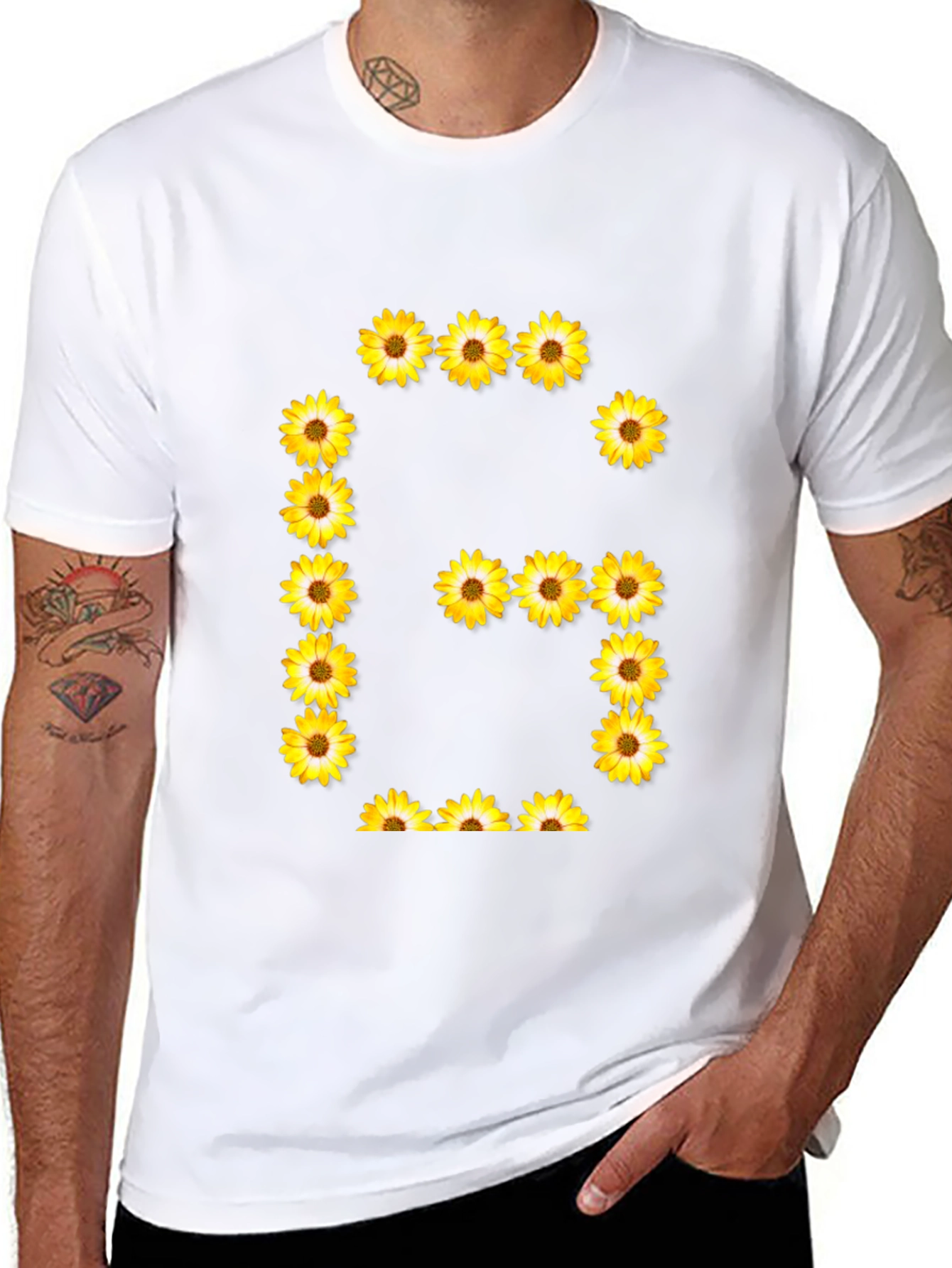 Sunflower Letter G Black T-Shirt