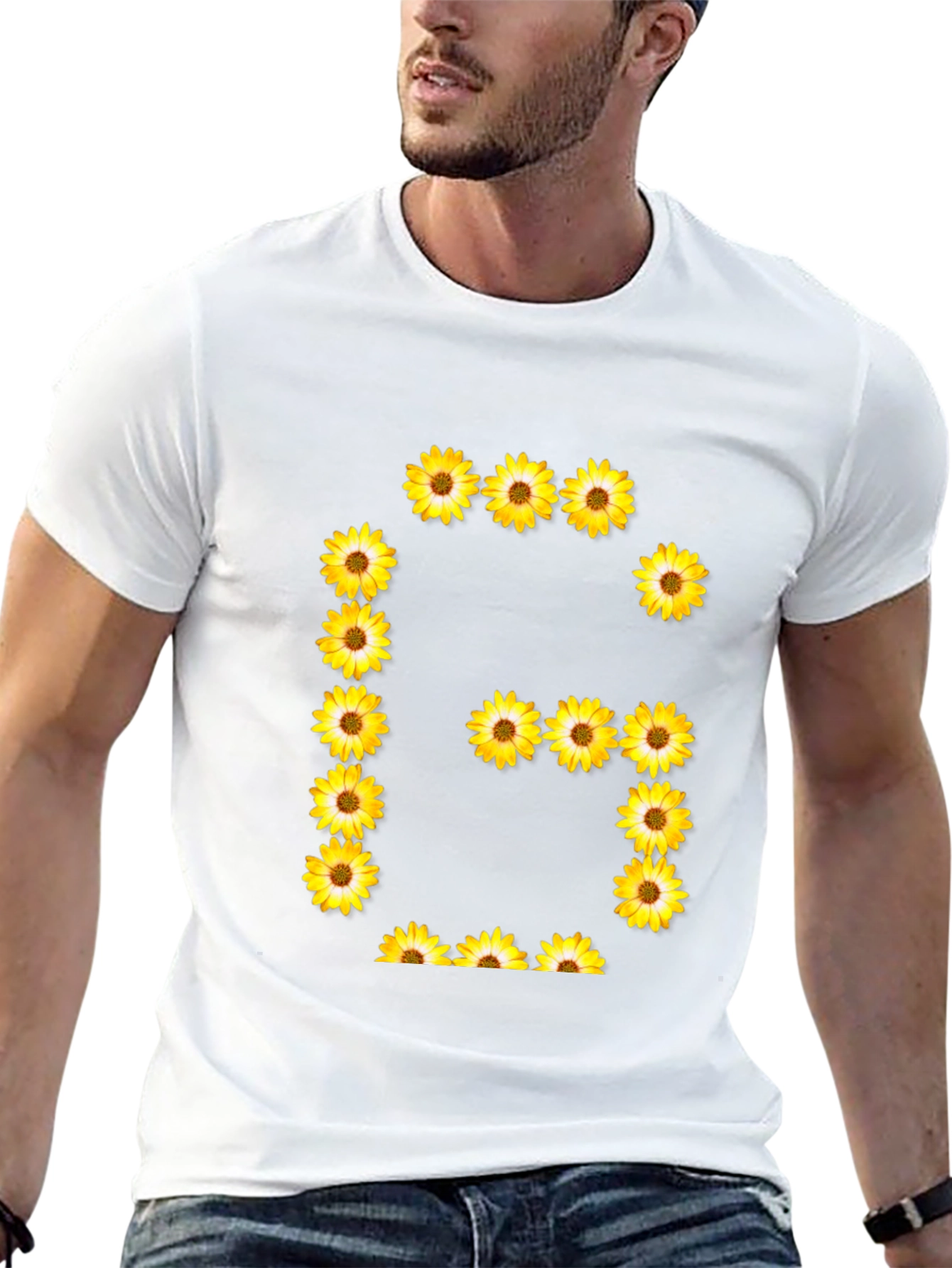 Sunflower Letter G Black T-Shirt