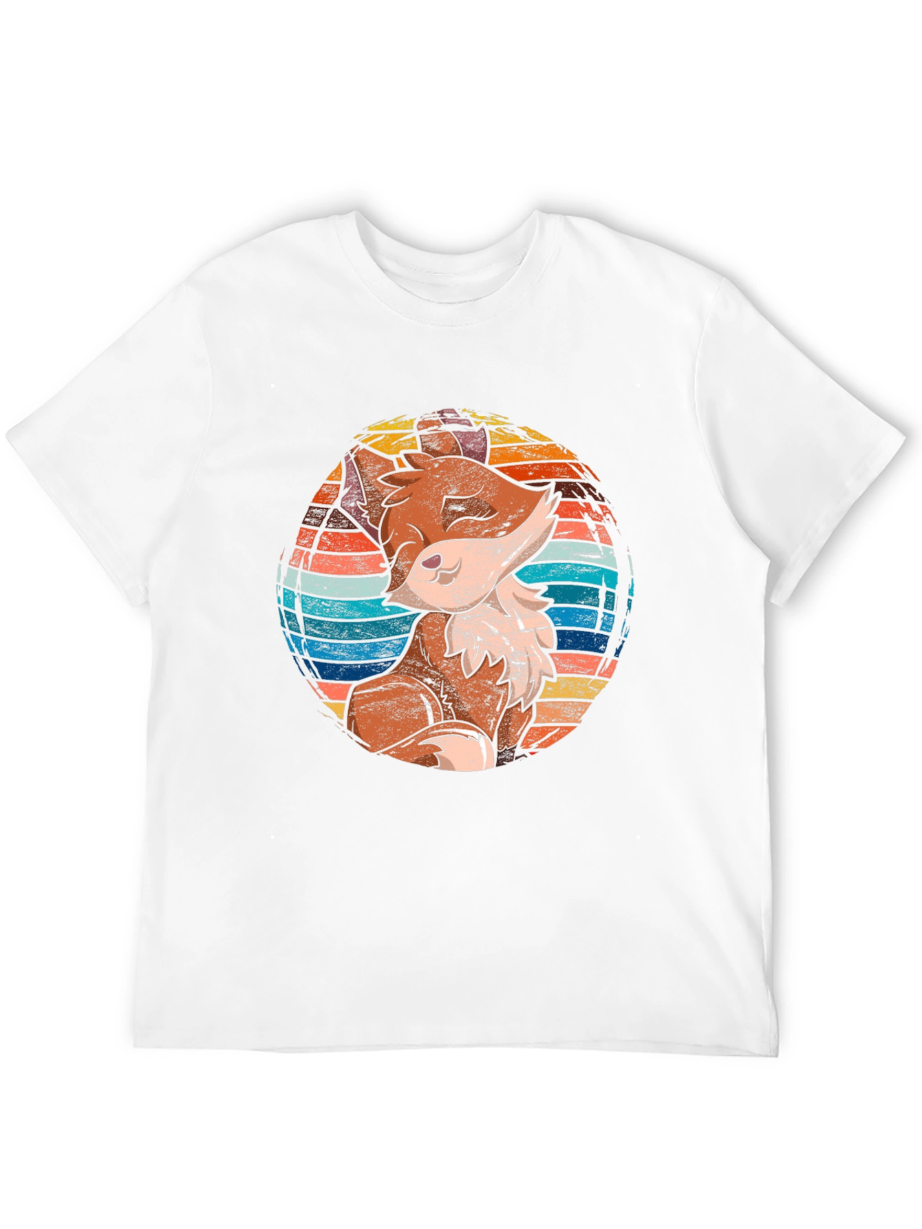 Fox Graphic Print Black T-Shirt for Men
