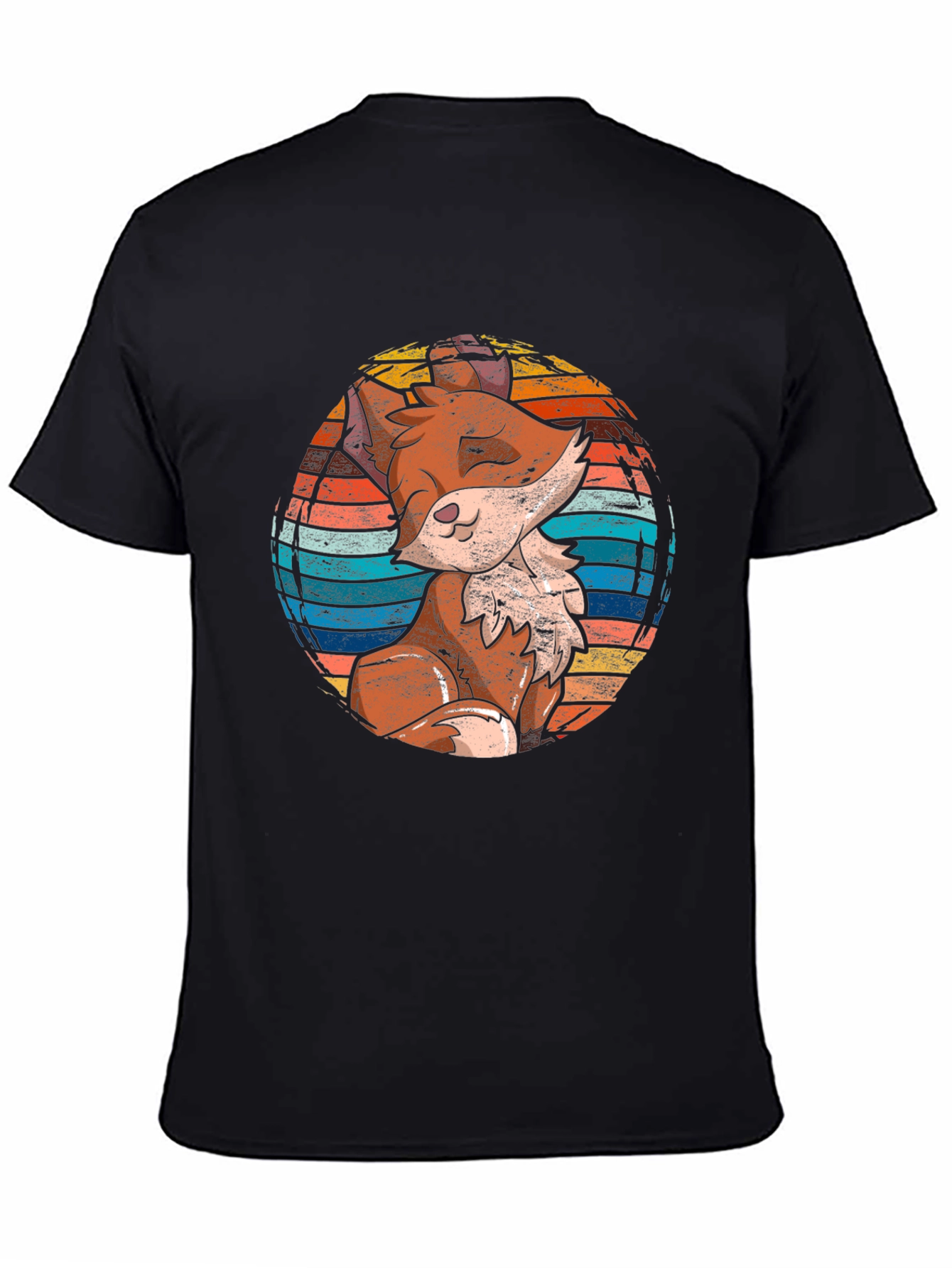 Fox Graphic Print Black T-Shirt for Men