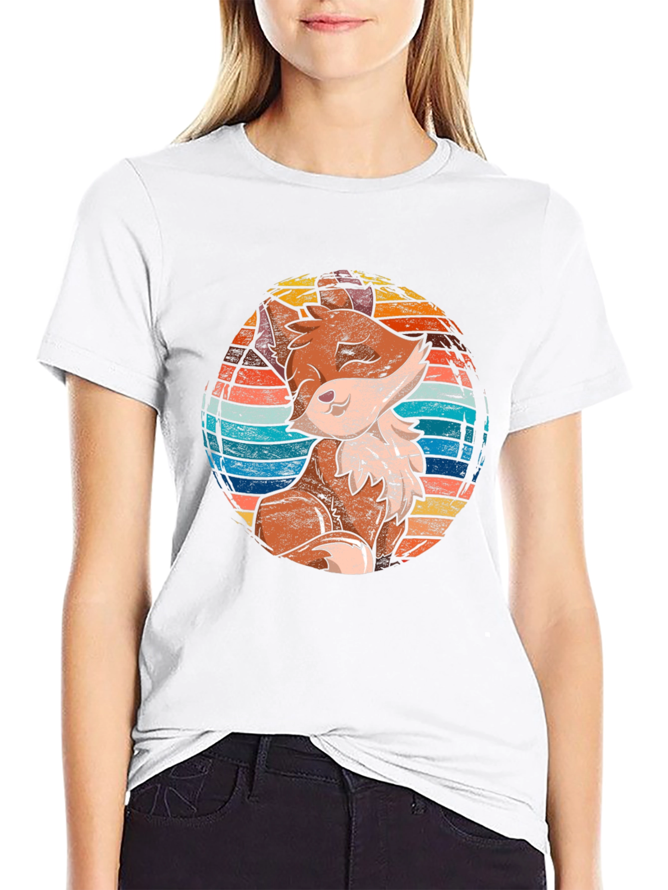 Fox Graphic Print Black T-Shirt for Men