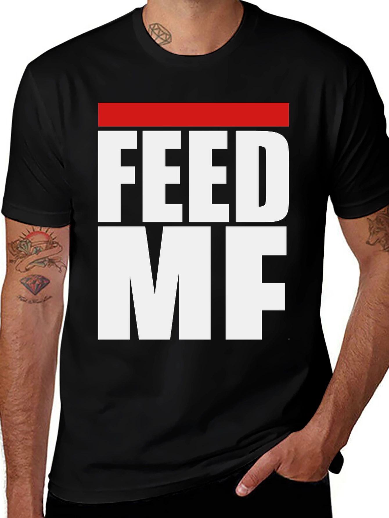 Feed Me Graphic Tee - Black Casual T-Shirt